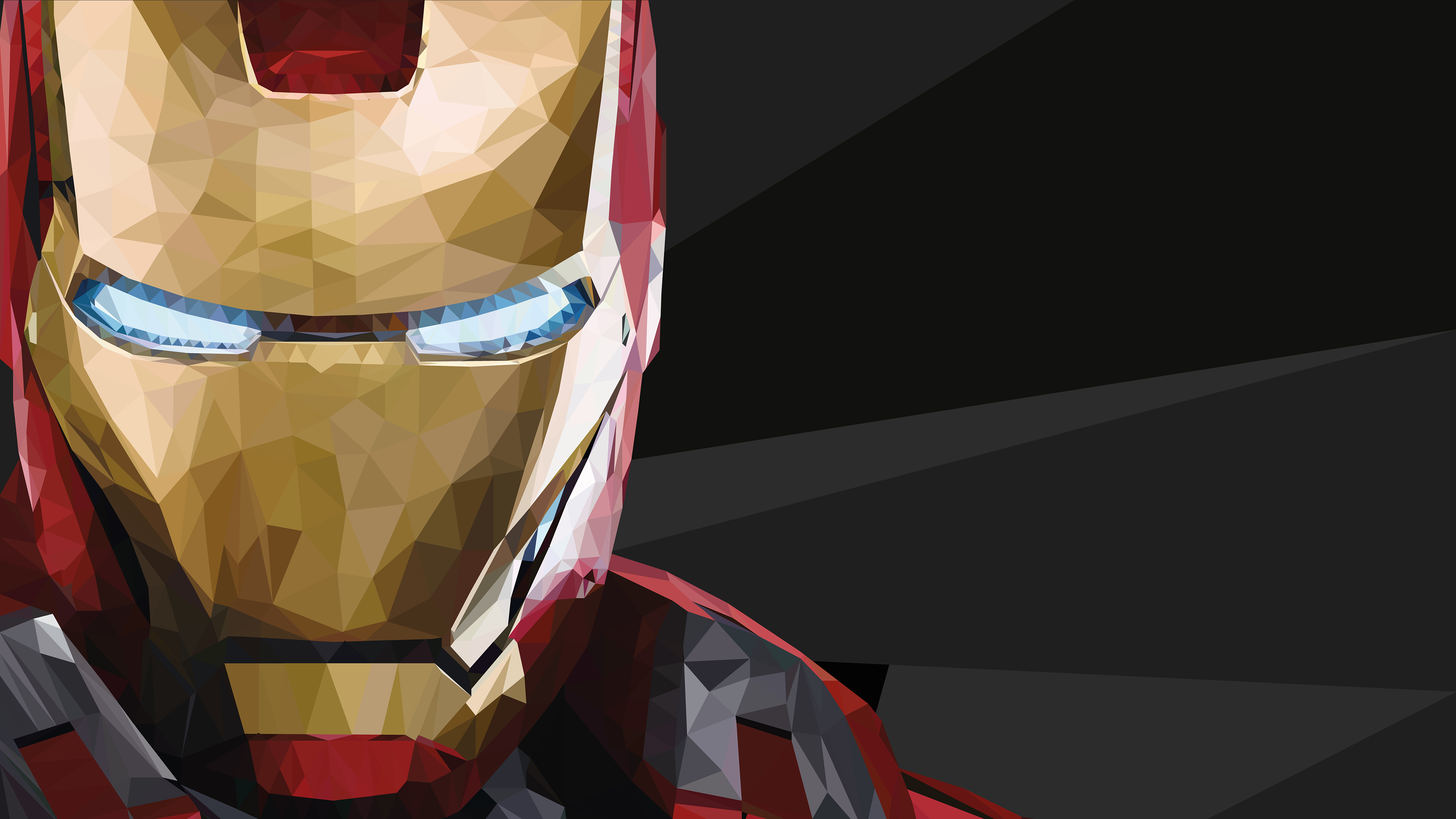 Iron Man Low Poly Art 4K