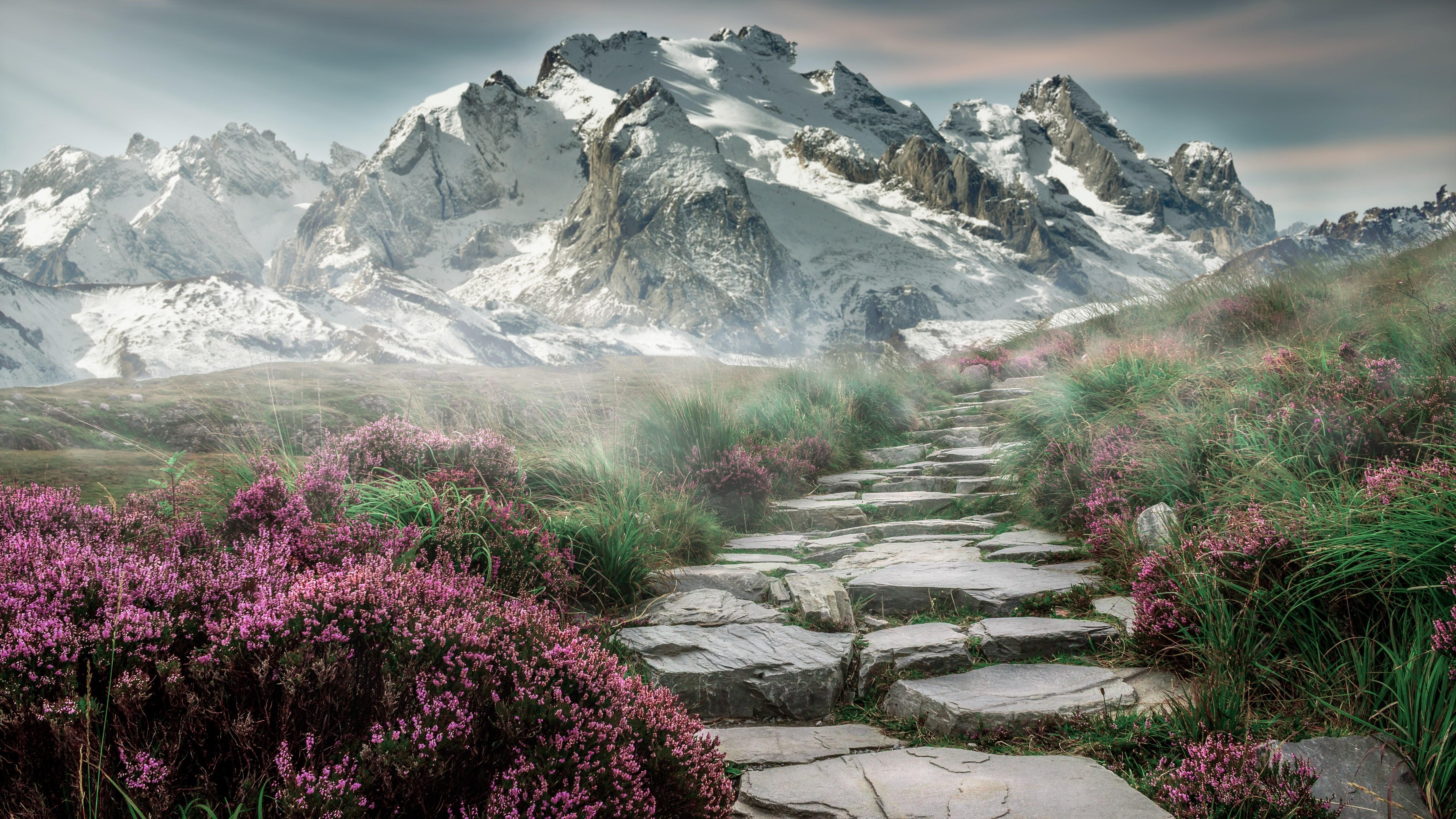 Download wallpaper: Surreal mountain landscape 5120x2880