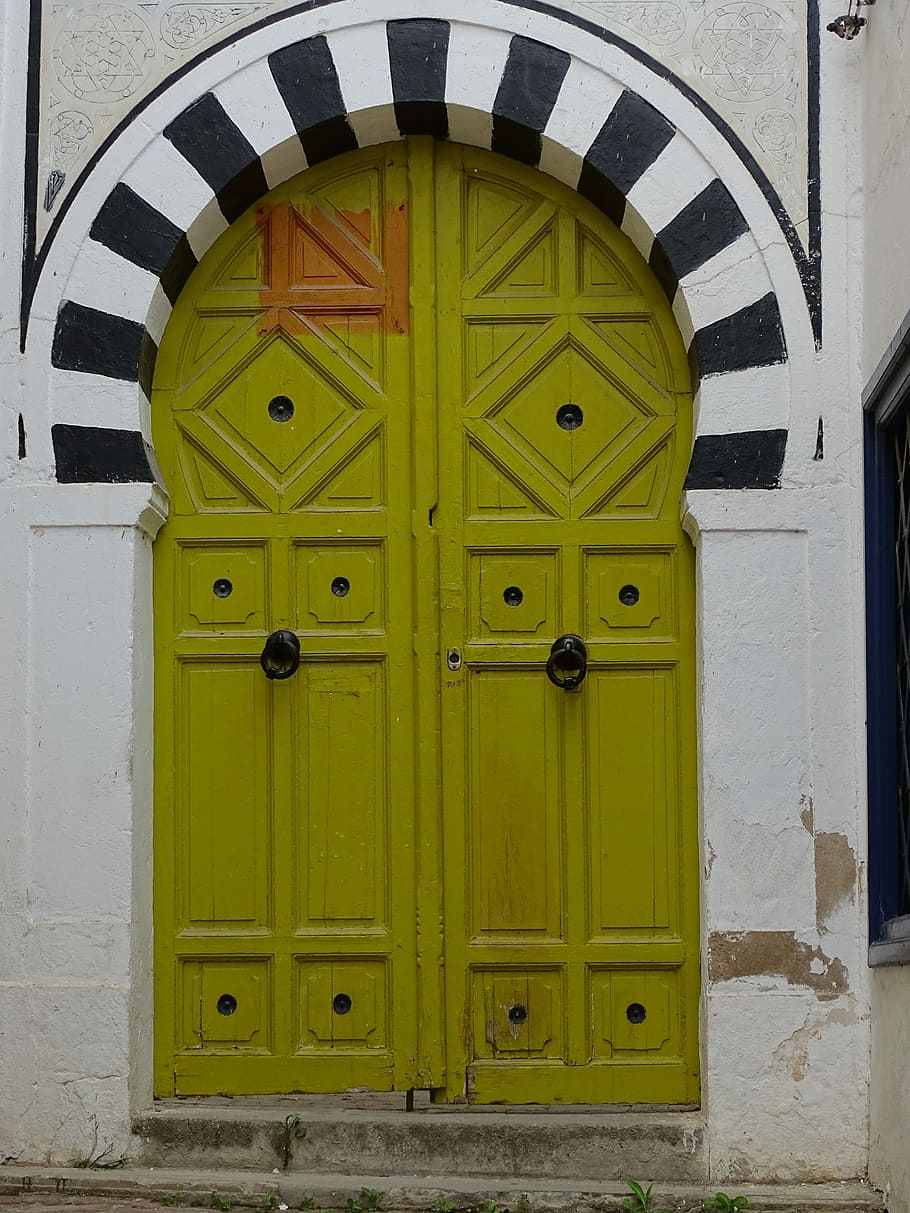 HD wallpaper: Door, Arabesque, Tunis, Madina, the madina