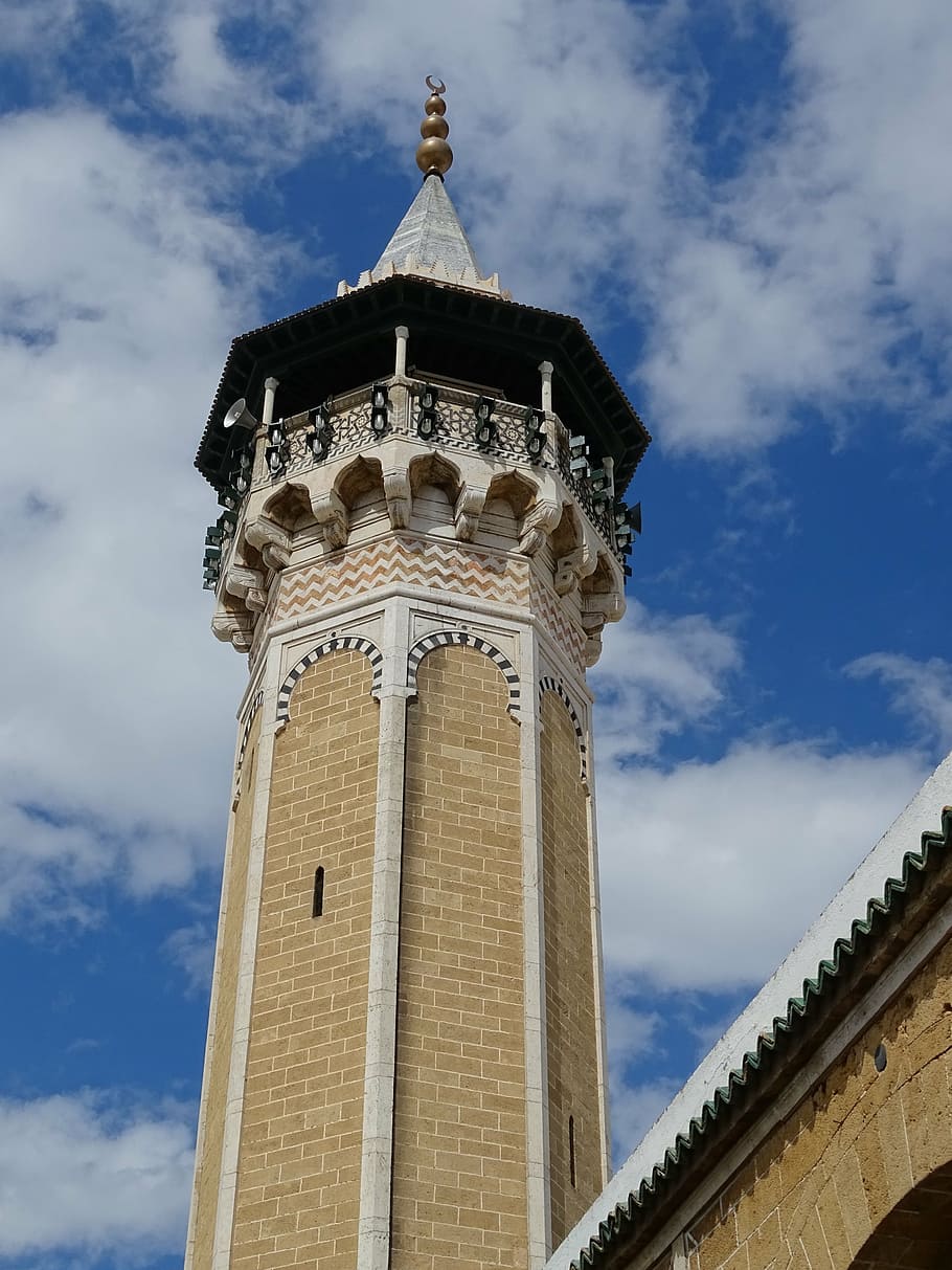 HD wallpaper: minaret, mosque, tunis, tunisia, the madina