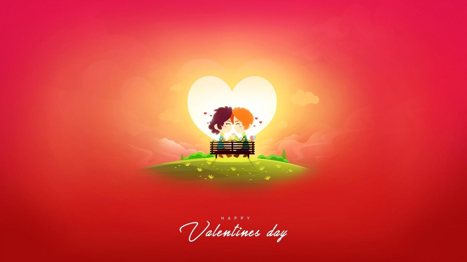 Download 1600x900 Valentine's Day, Couple, Heart, Cute