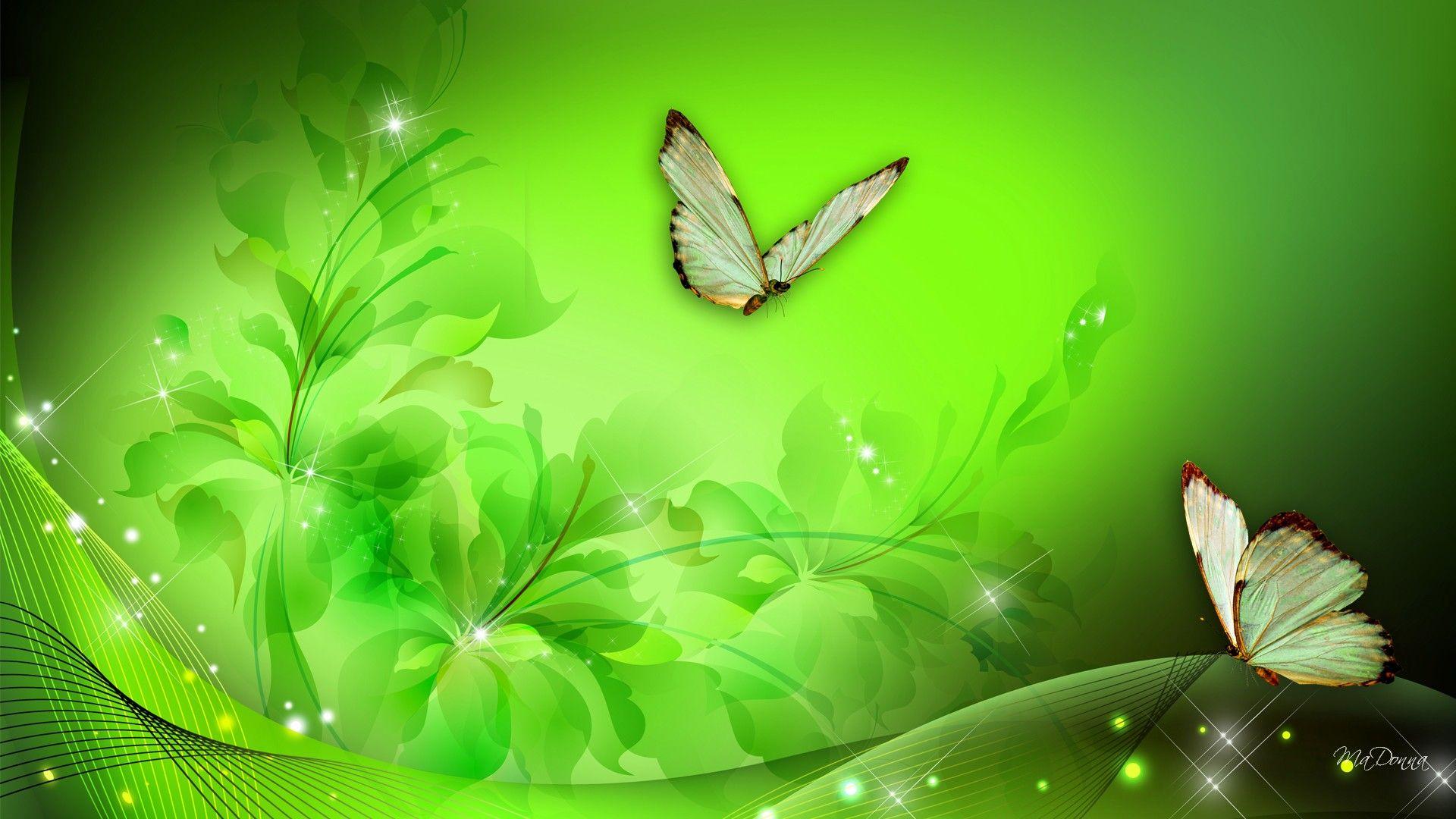 Greenfantasy art. HD Green Floral Fantasy Wallpaper