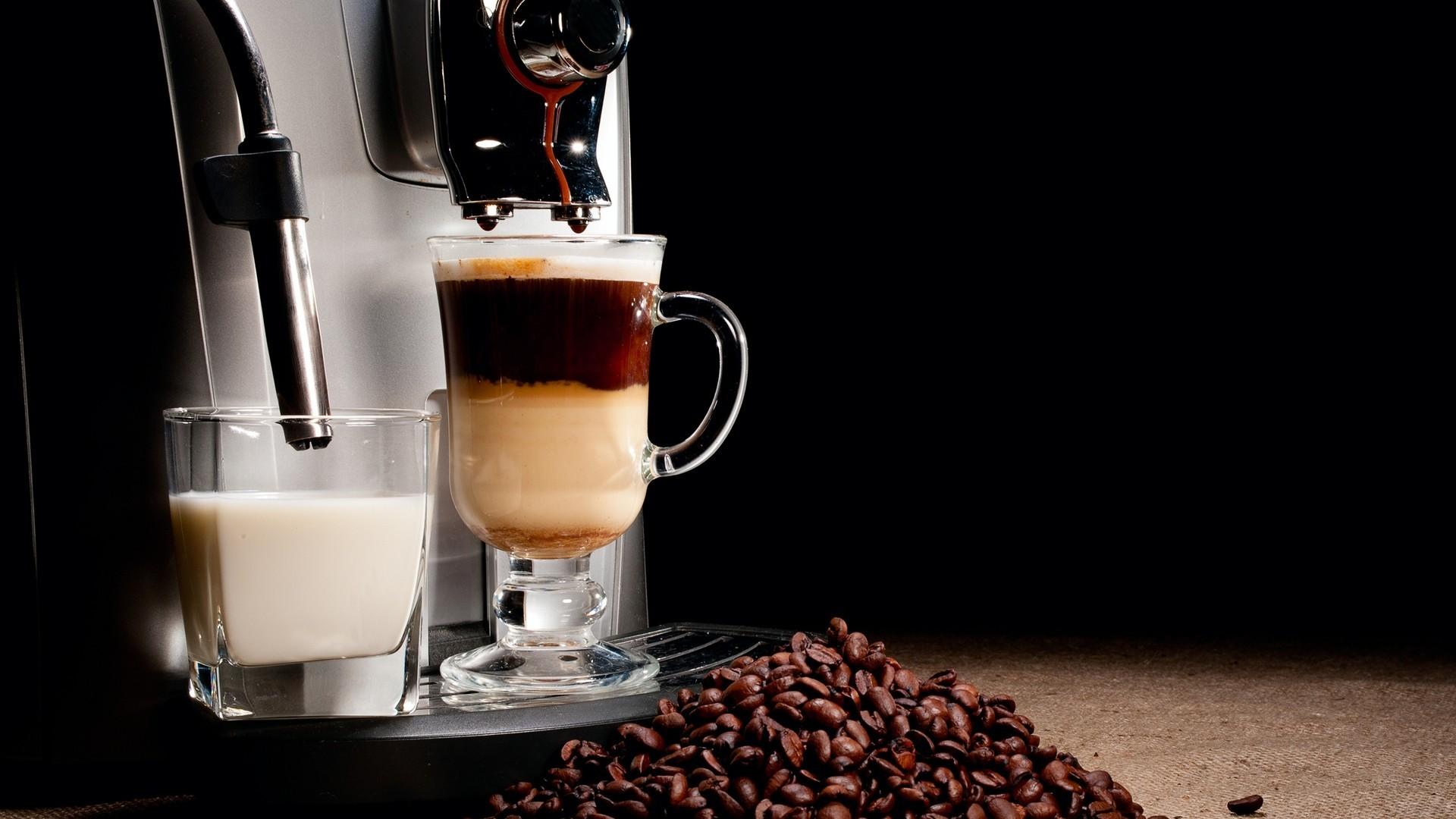 Download 1920x1080 Espresso, Coffee Beans, Milk, Drinks