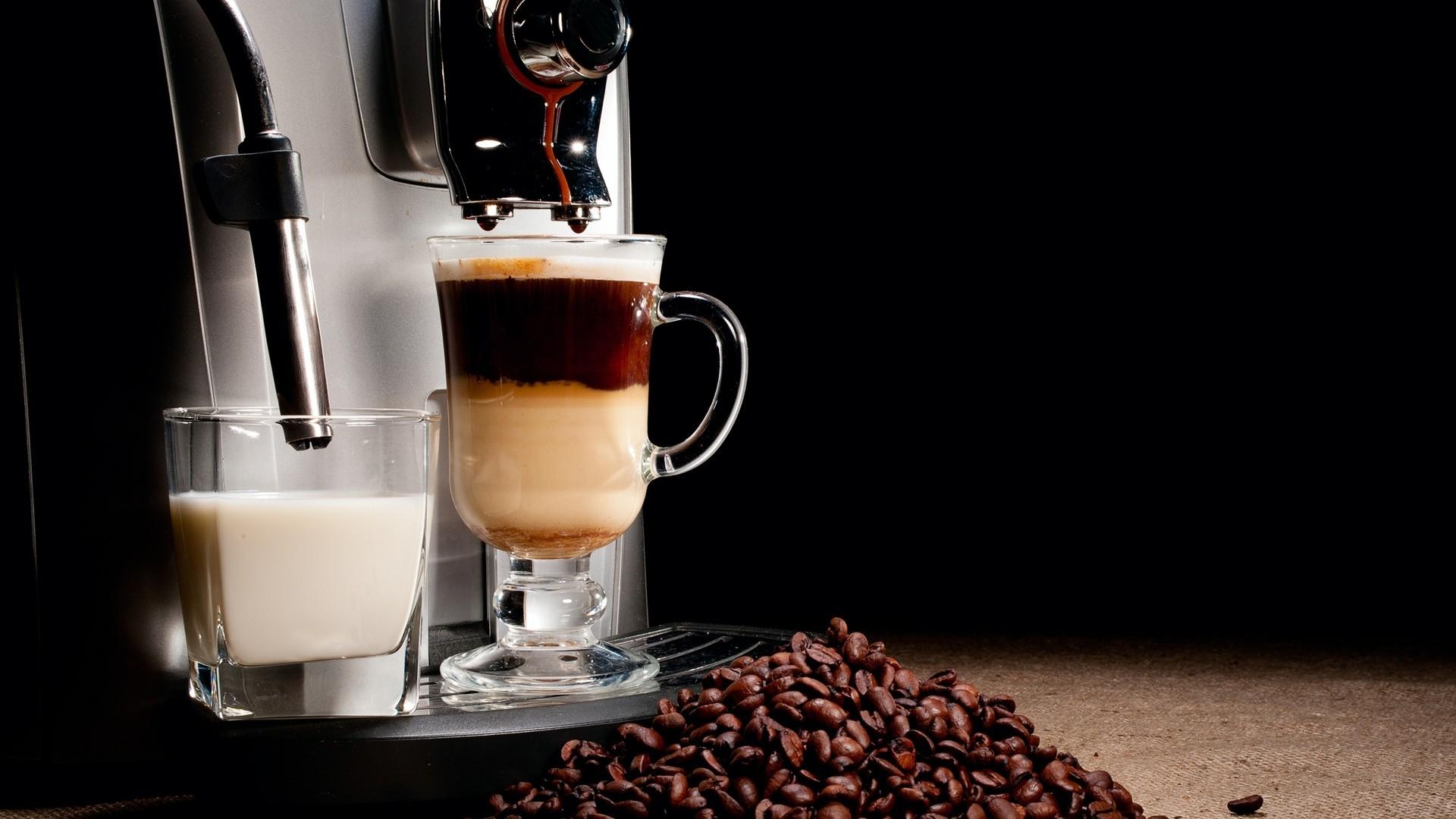 Download 1920x1080 Espresso, Coffee Beans, Milk, Drinks