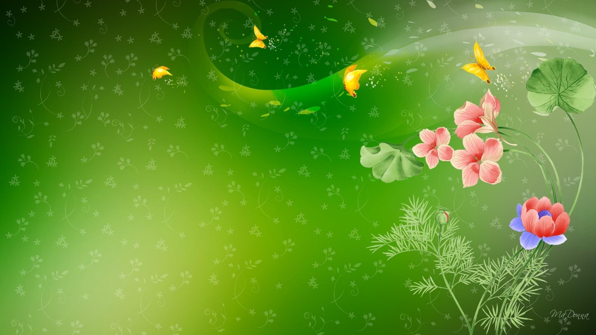 green flower wallpaper background