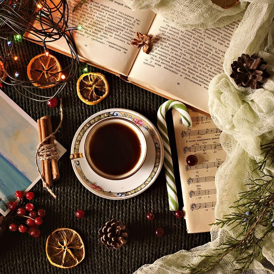 HD wallpaper: cup, drink, coffee, christmas, table