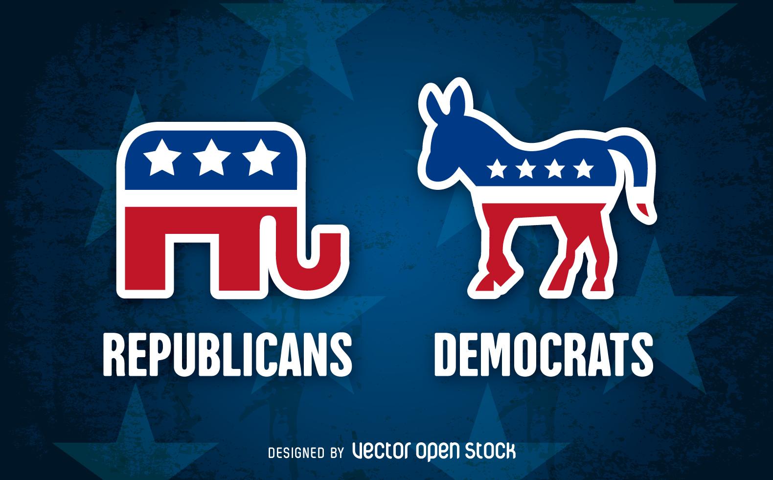Free download Republican and Democrat party symbols Vector