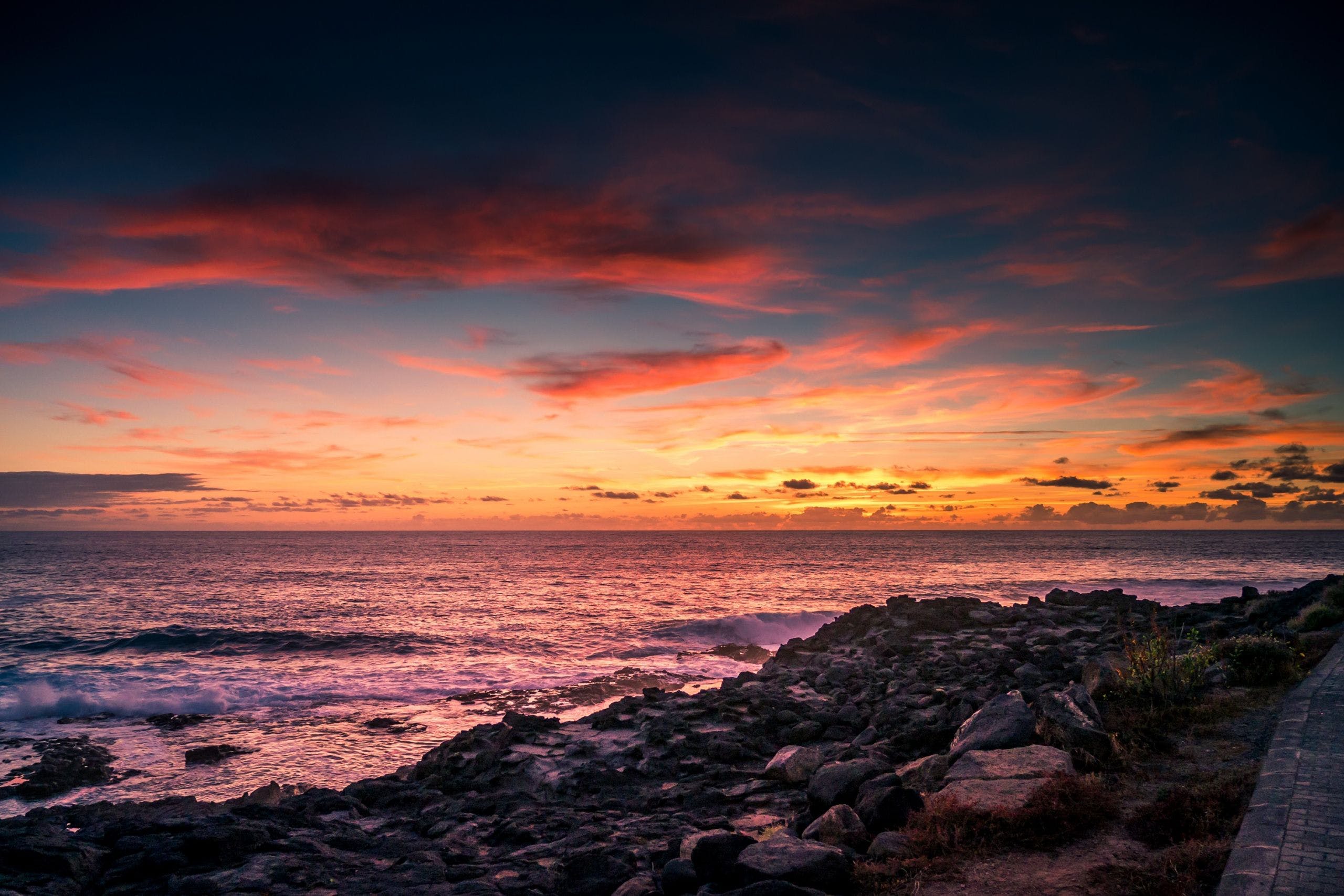 HD Beach Ocean Sea Sunset Wallpaper