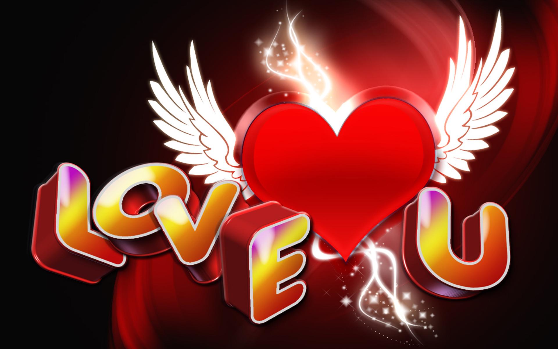 I Love You You Are My Angel Love Red Heart 3D Angel Wings 4k