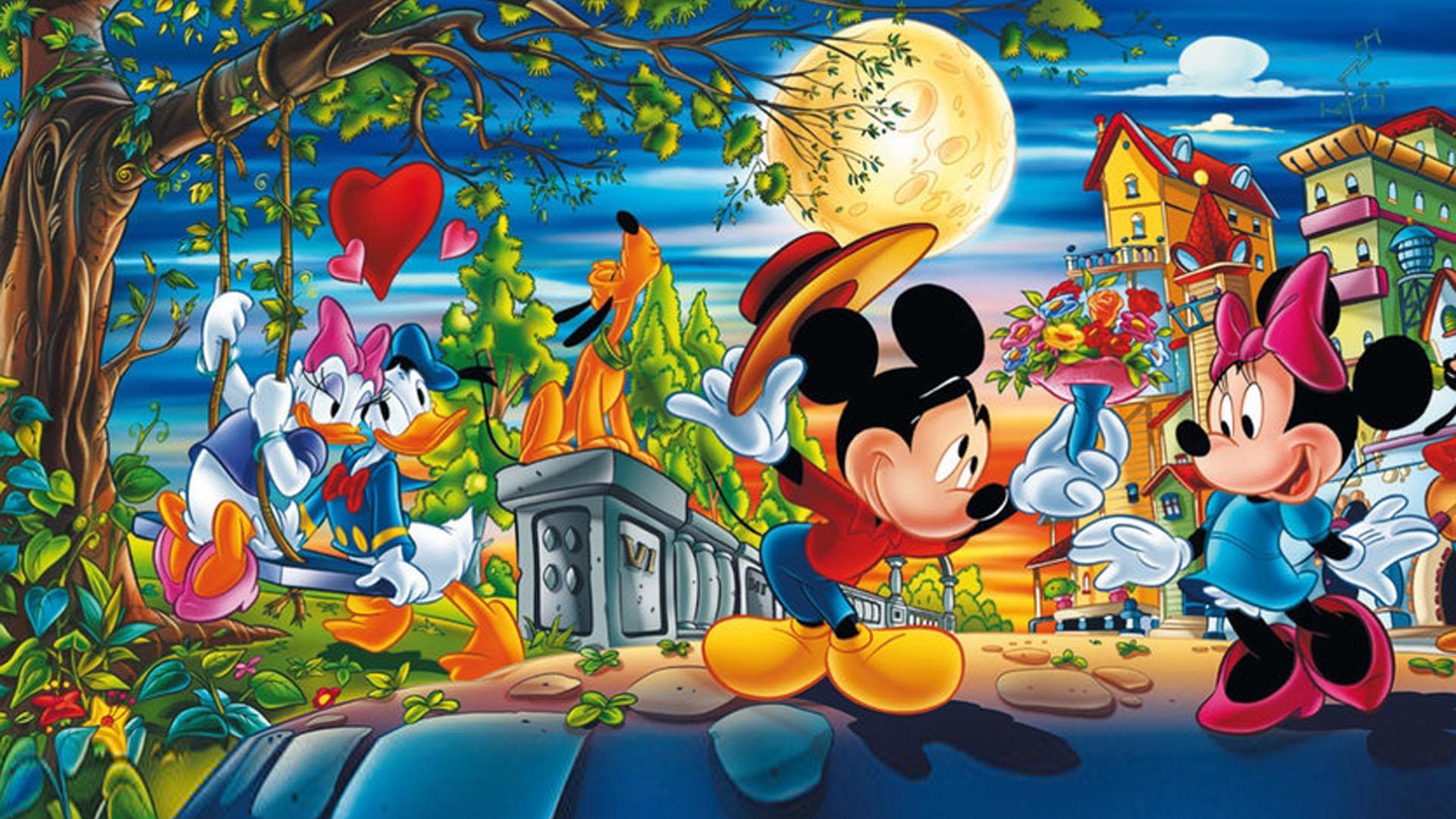 Valentine Day Cartoons Mickey With Minnie Mouse And Donald With Daisy Duck Disney Picture Love Couple Wallpaper HD 1920x1080, Wallpaper13.com