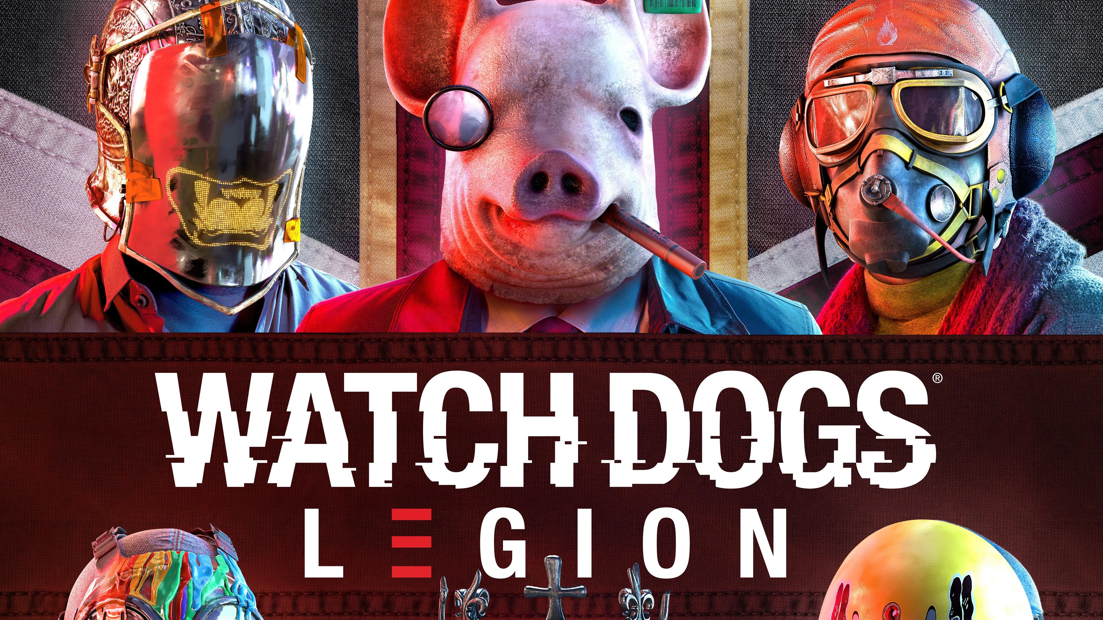 Watch Dogs Legion Pig Mask Characters 8K Wallpaper