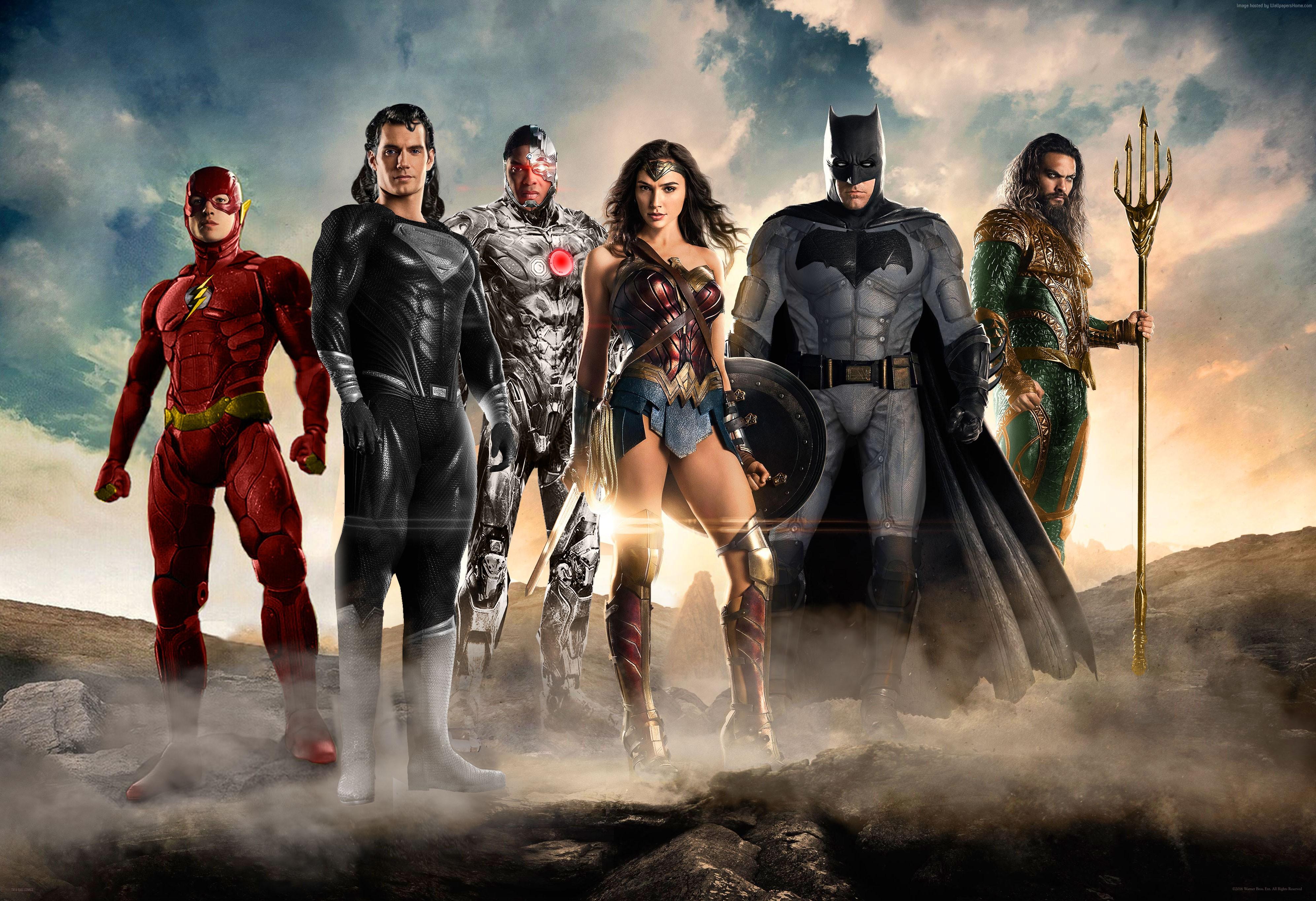 Wallpaper justice league, superman, wonder woman, batman, collage desktop  wallpaper, hd image, picture, background, 2232c2