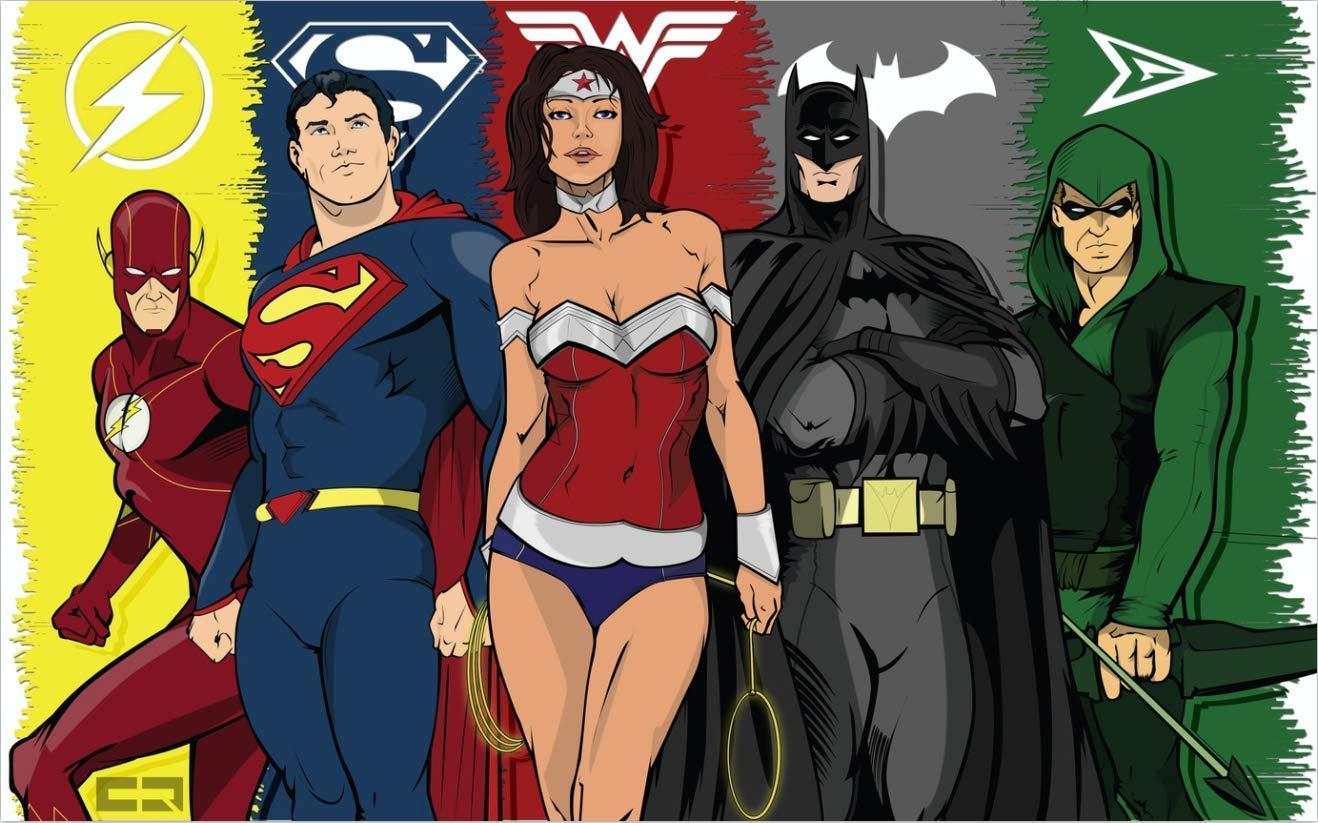 Justice League Poster Sticker Superhero Superman Batman