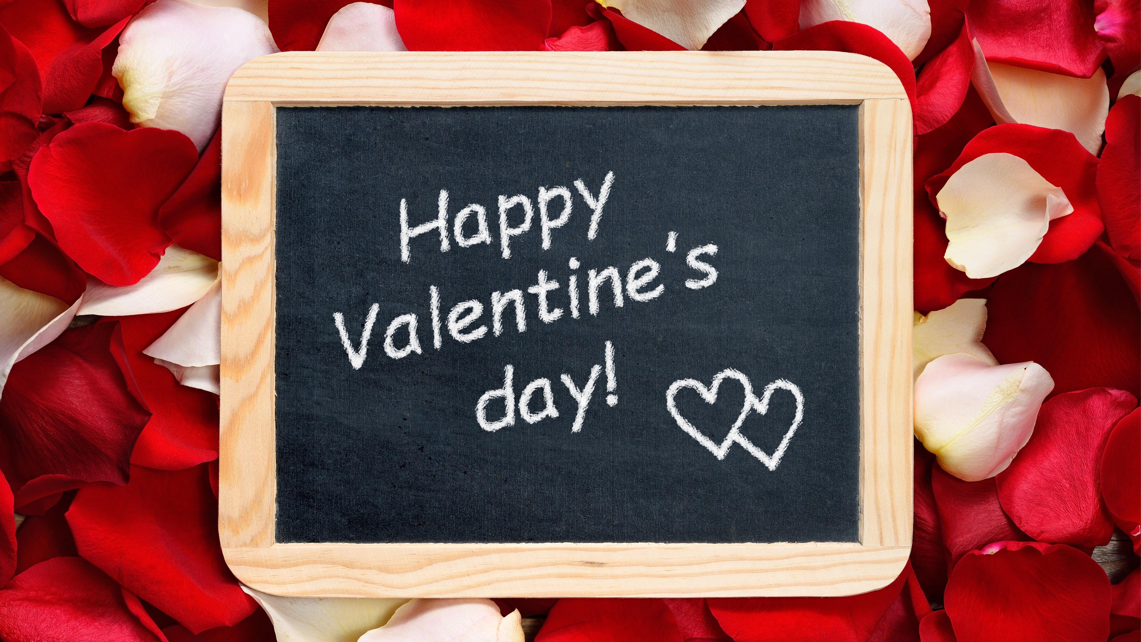 Happy Valentines Day Rose Petals Wallpaper in jpg format