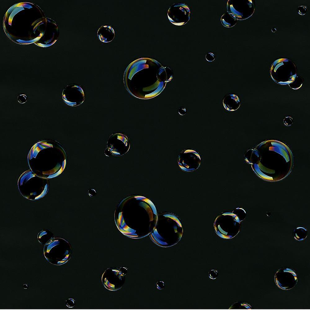 Bubbles Wallpaper Soap Water Aqua Black Rainbow