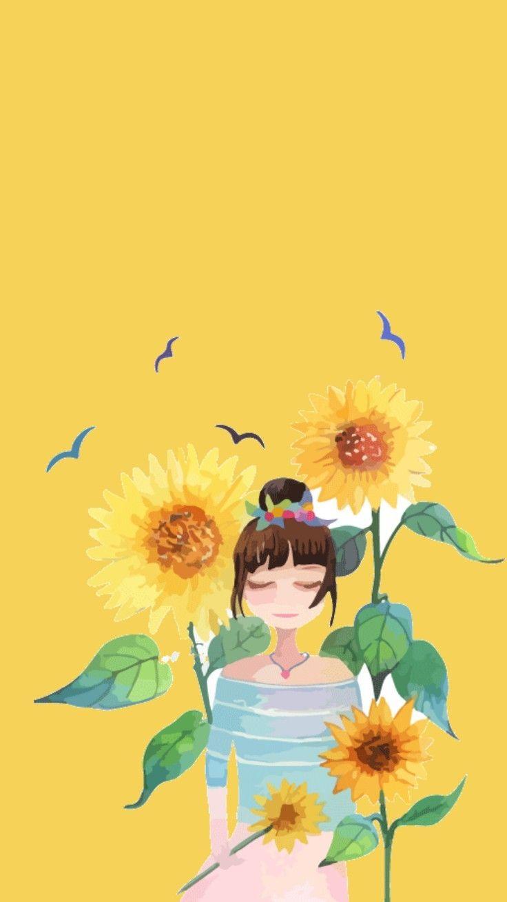 wallpaper #lockscreen #background #yellow #iphone #girl #flowers