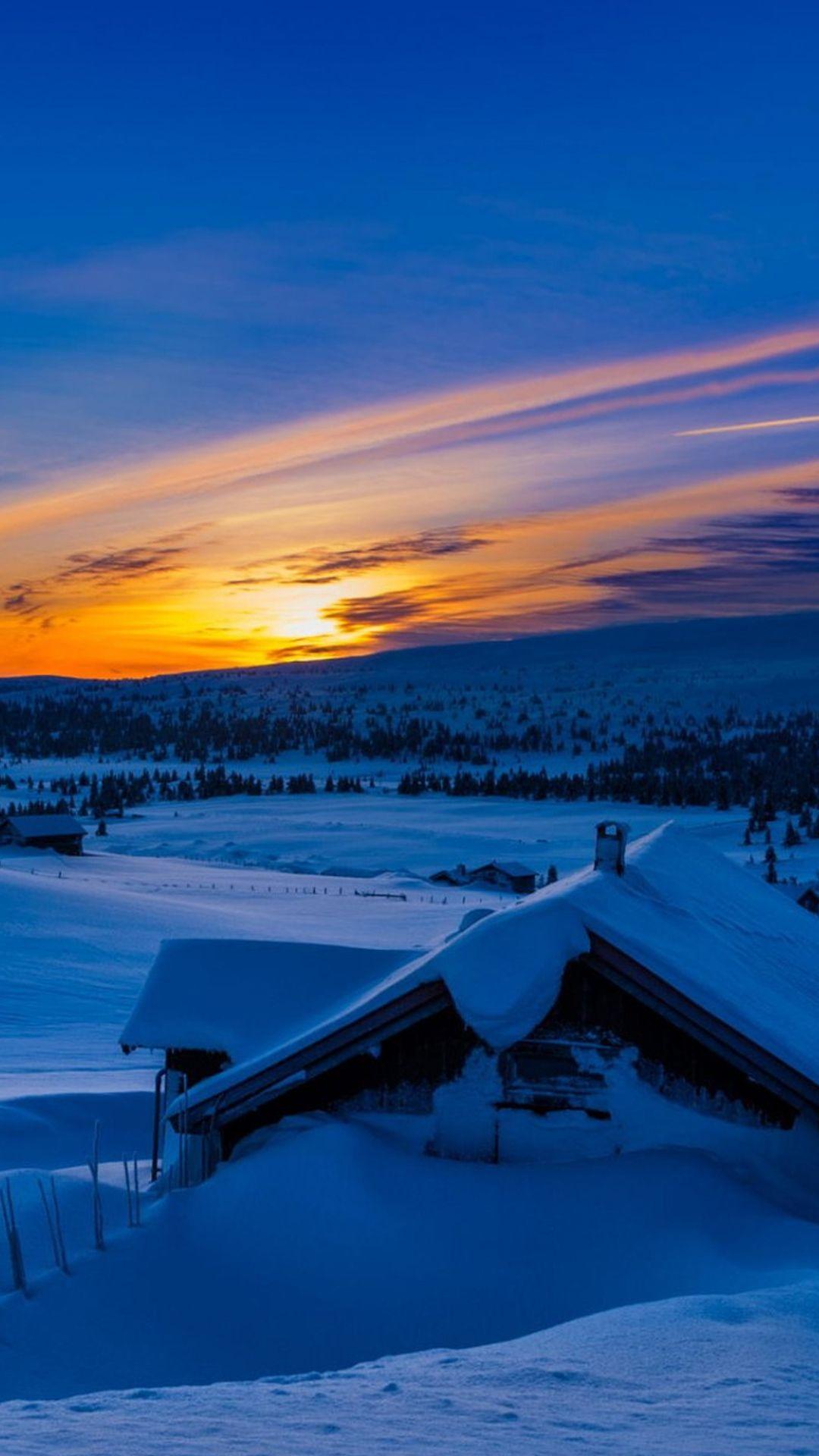 Beautiful Sunset Winter Chalet Snow IPhone 6 Plus HD Wallpaper. Nature Iphone Wallpaper, Beautiful Nature Wallpaper, Best Nature Wallpaper