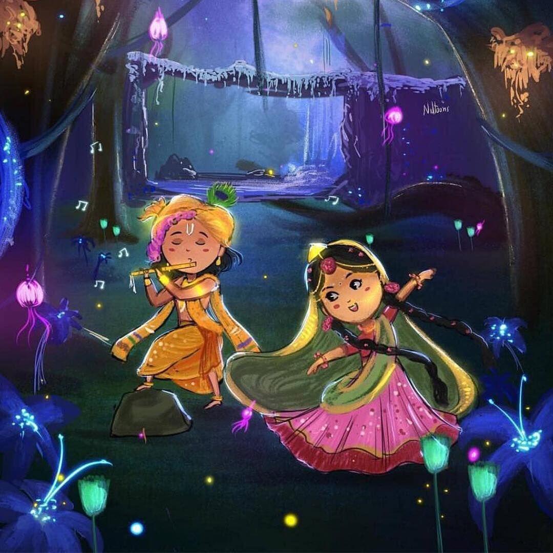 Radha Krishna Cartoon Wallpapers - Wallpaper Cave