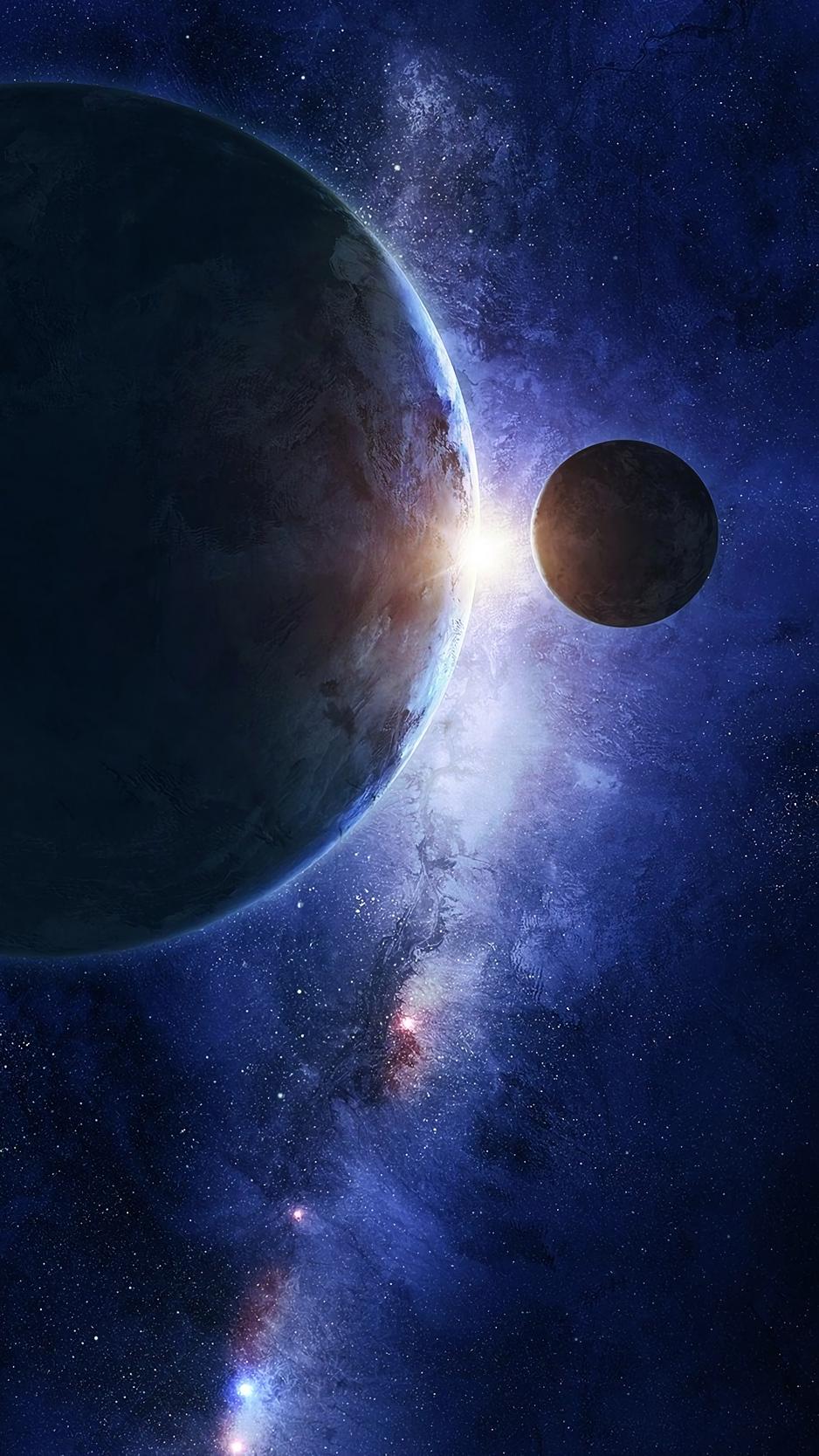 Download wallpaper 938x1668 planet, satellite, space, universe