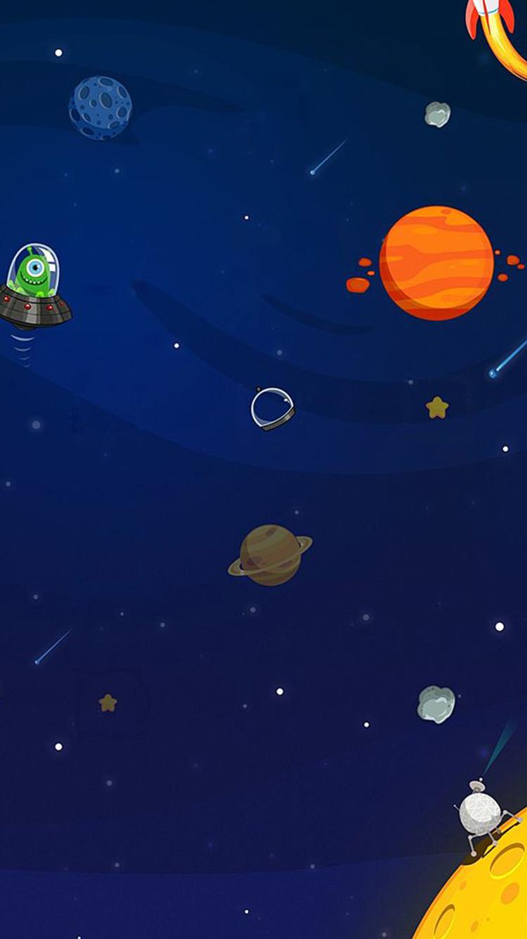Space Aliens Planets Cartoon iPhone 6 Wallpaper HD Download