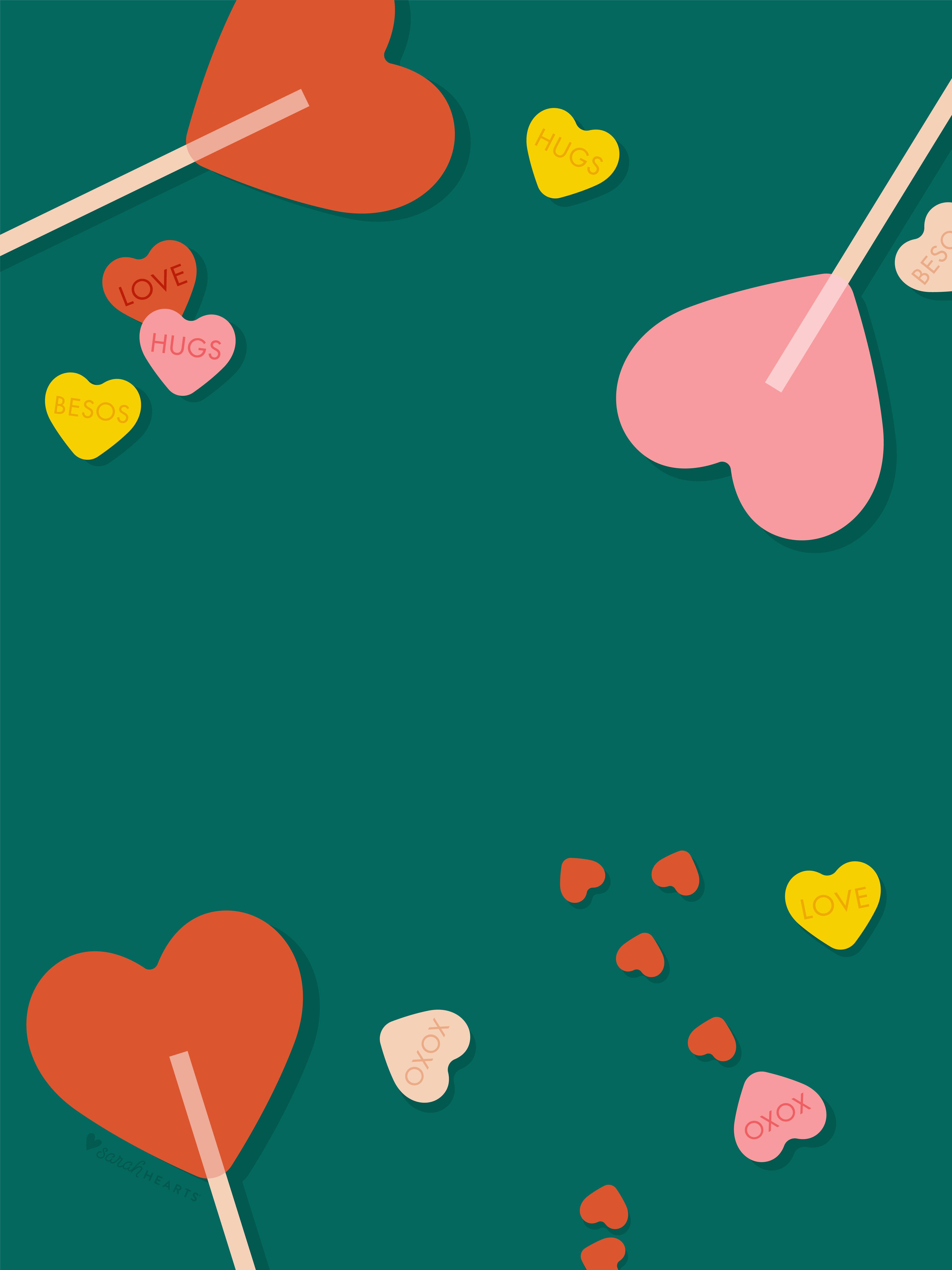 February 2020 Valentines Candy Calendar Wallpaper