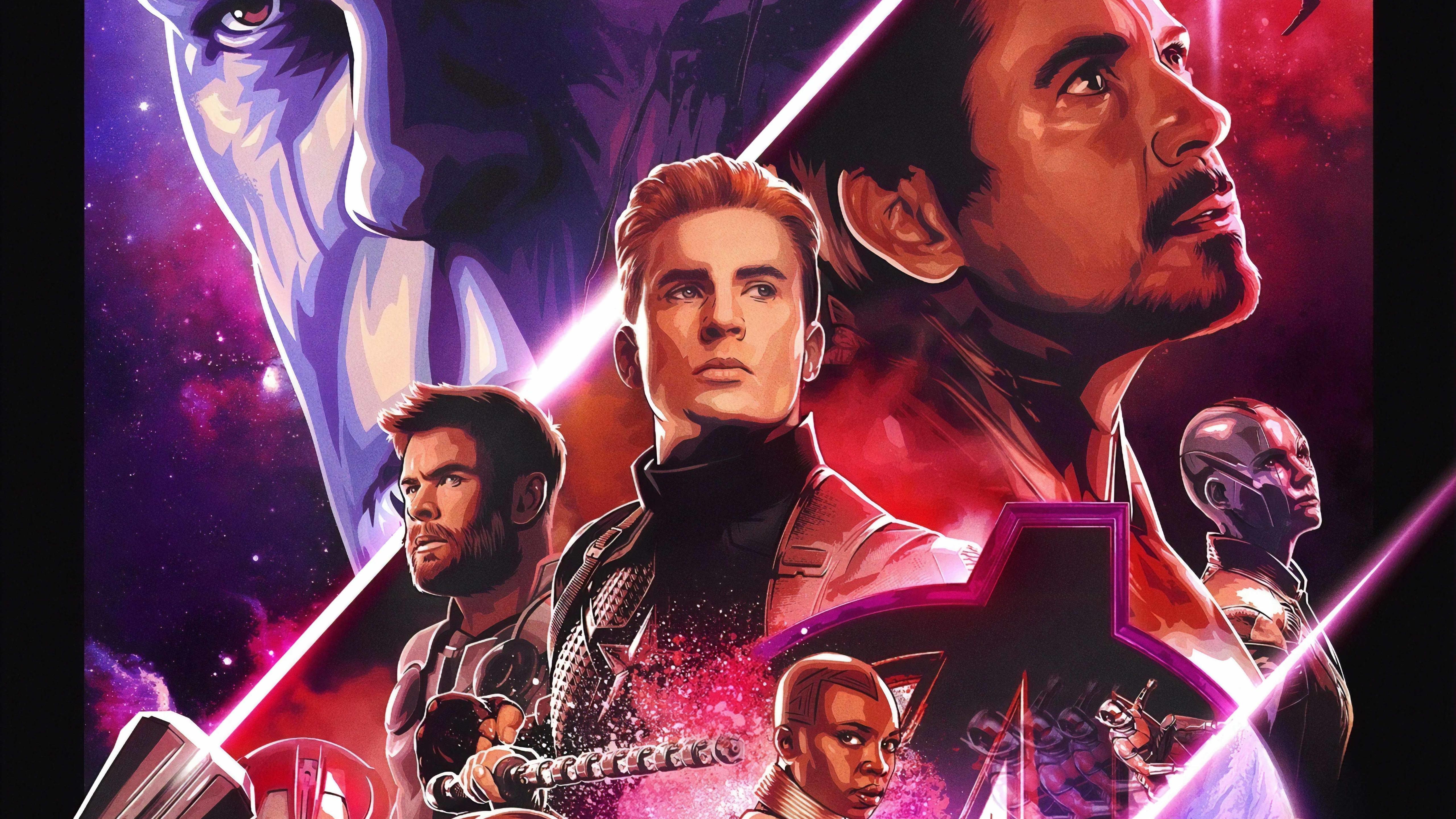 Avengers Endgame 5K Retro Poster 5K Wallpaper, HD Movies