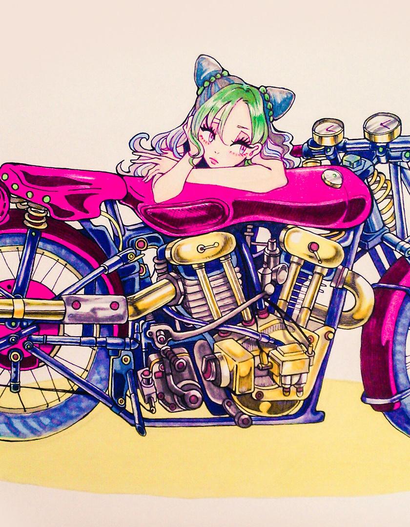 Download 840x1336 wallpaper bike, anime girl, jolyne cujoh, jojo's