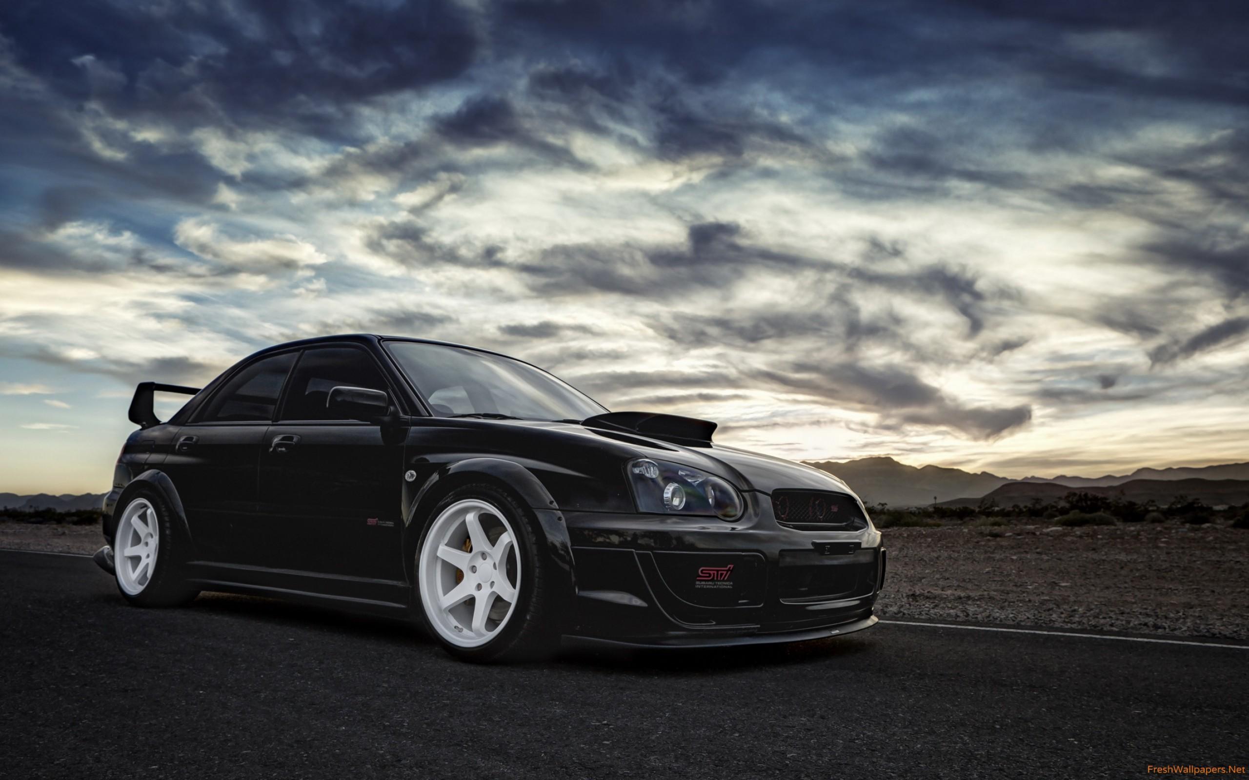 Subaru Impreza WRX STI black car 2560x1440 wallpaper
