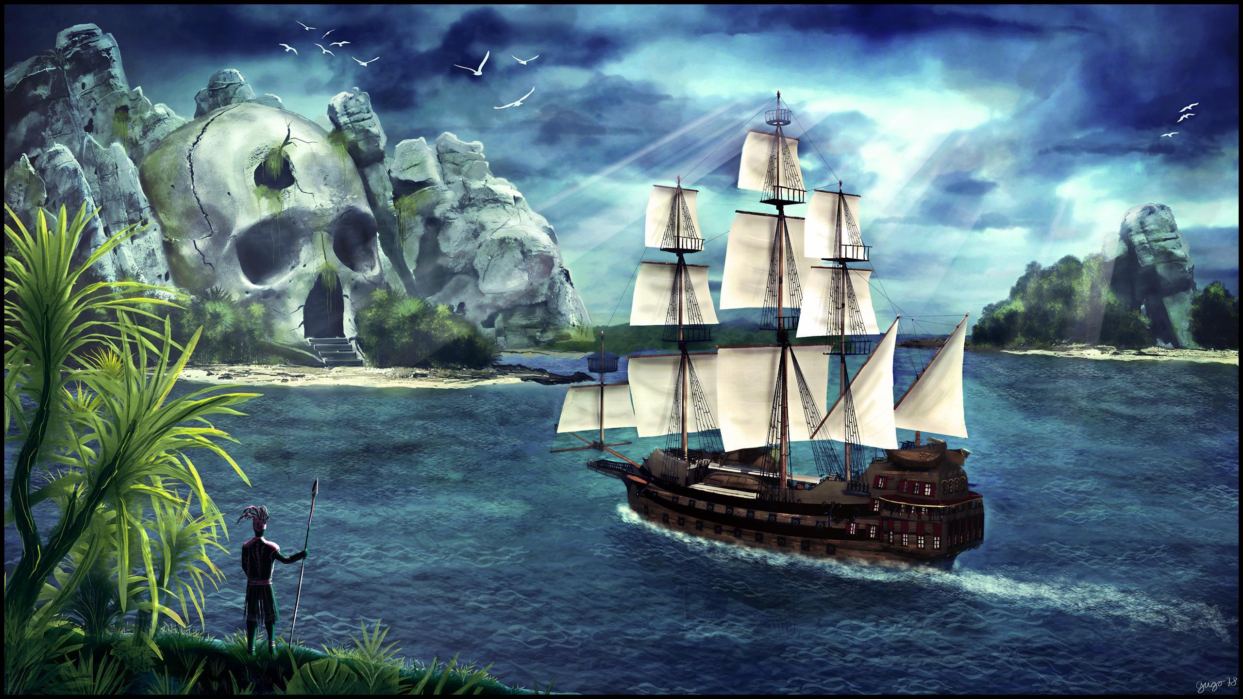 Fantasy Ship Wallpaper HD Wallpaper & Background