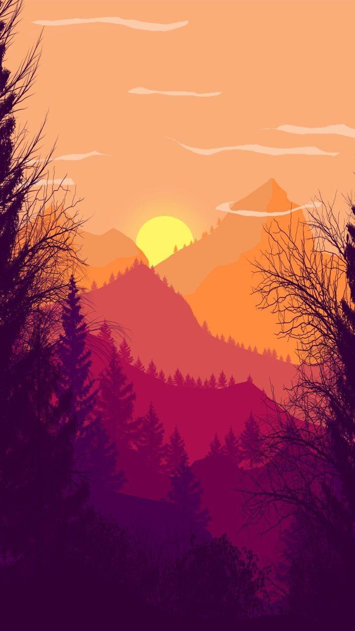 beautiful #illustration. Sunset iphone wallpaper, Nature