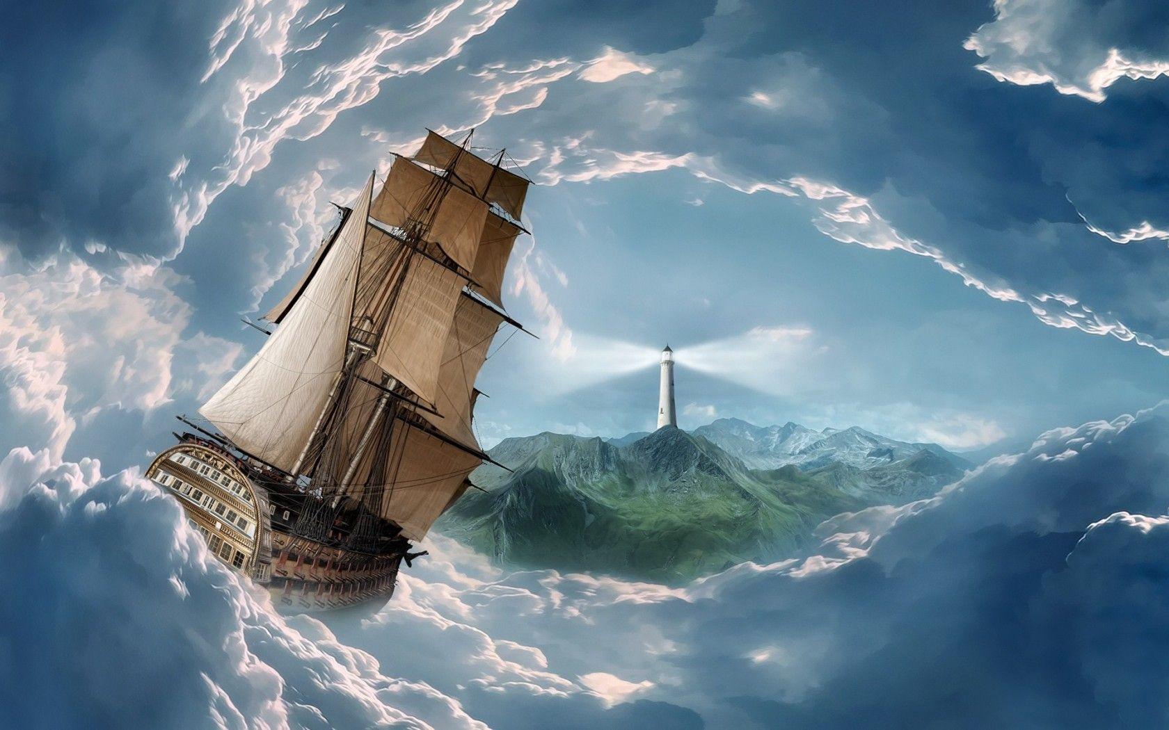 Sailing. Description, Free download Fantasy Sailing Boat