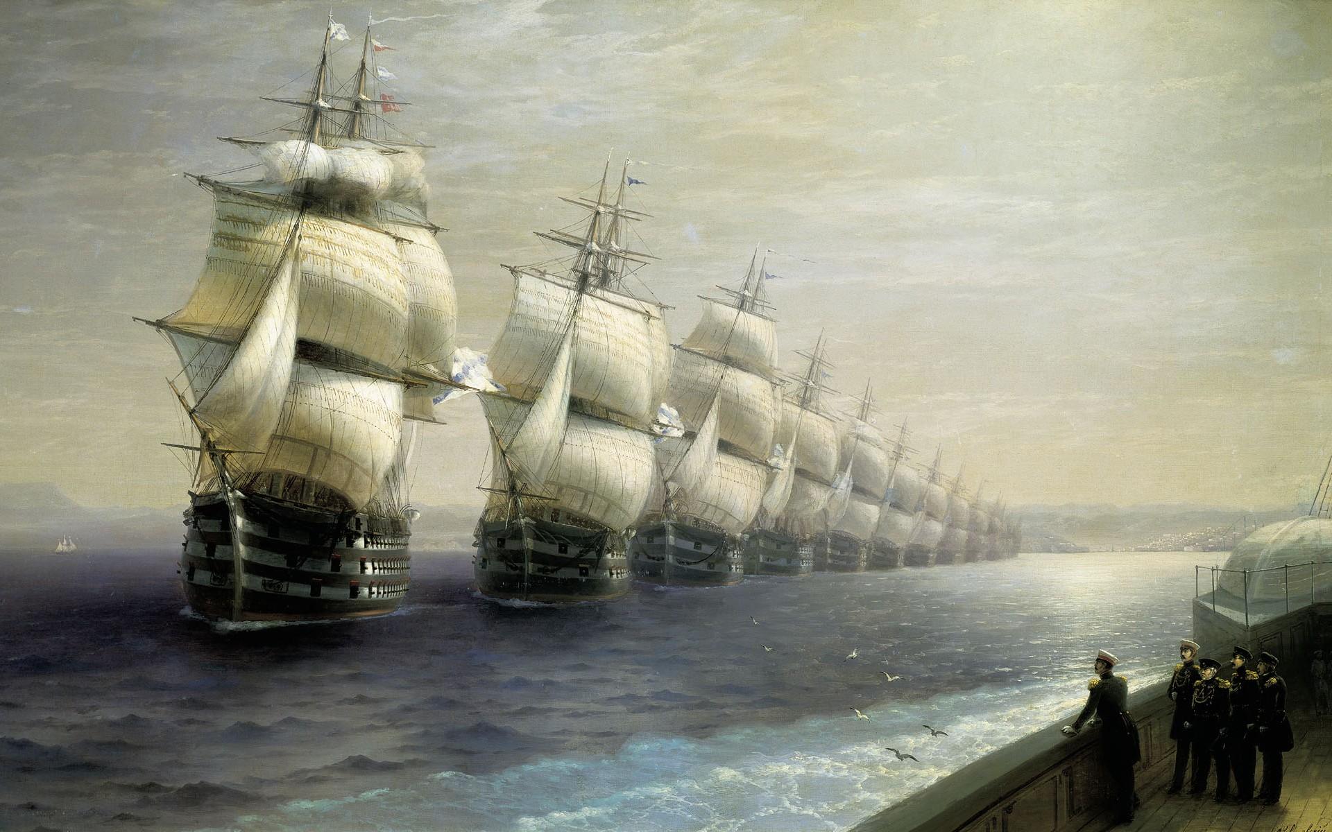 Schooners, Amazing, HD, Fantasy, Sail, Ship Military, Painting