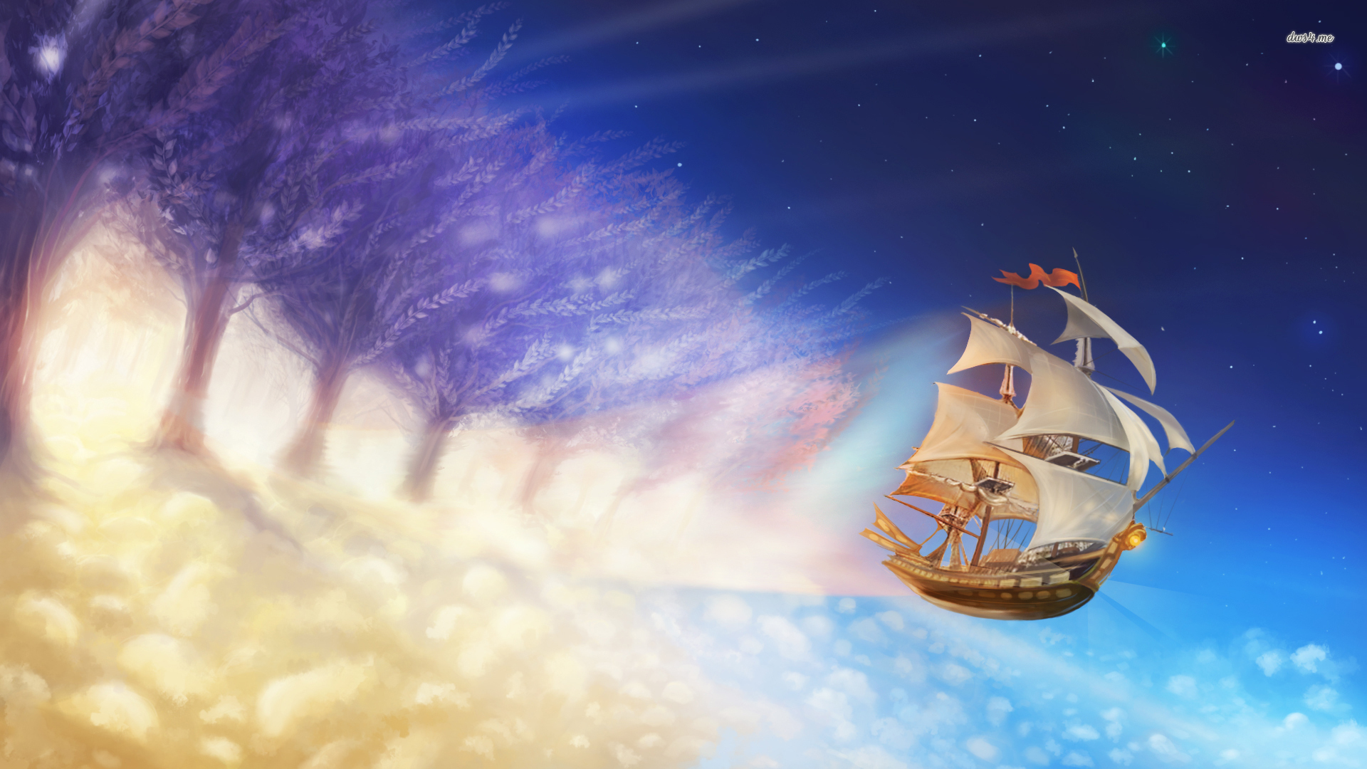 Flying sailing ship wallpaper wallpaper