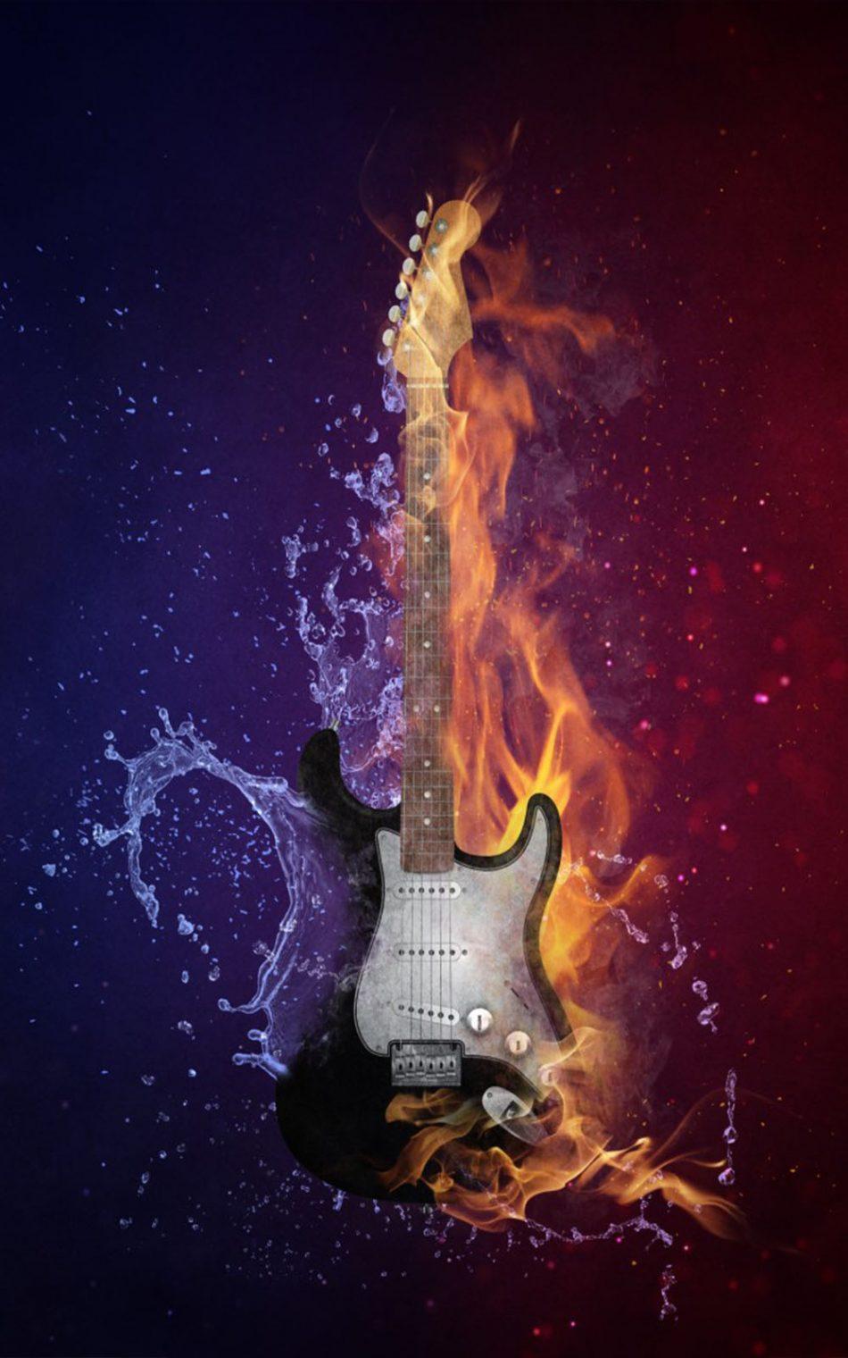 Guitar Fire Water Free 4K Ultra HD Mobile Wallpaper
