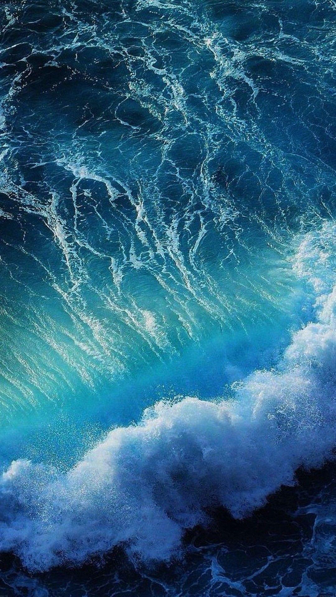 HD iPhone iOS 11 Wallpaper. Waves wallpaper, Ocean