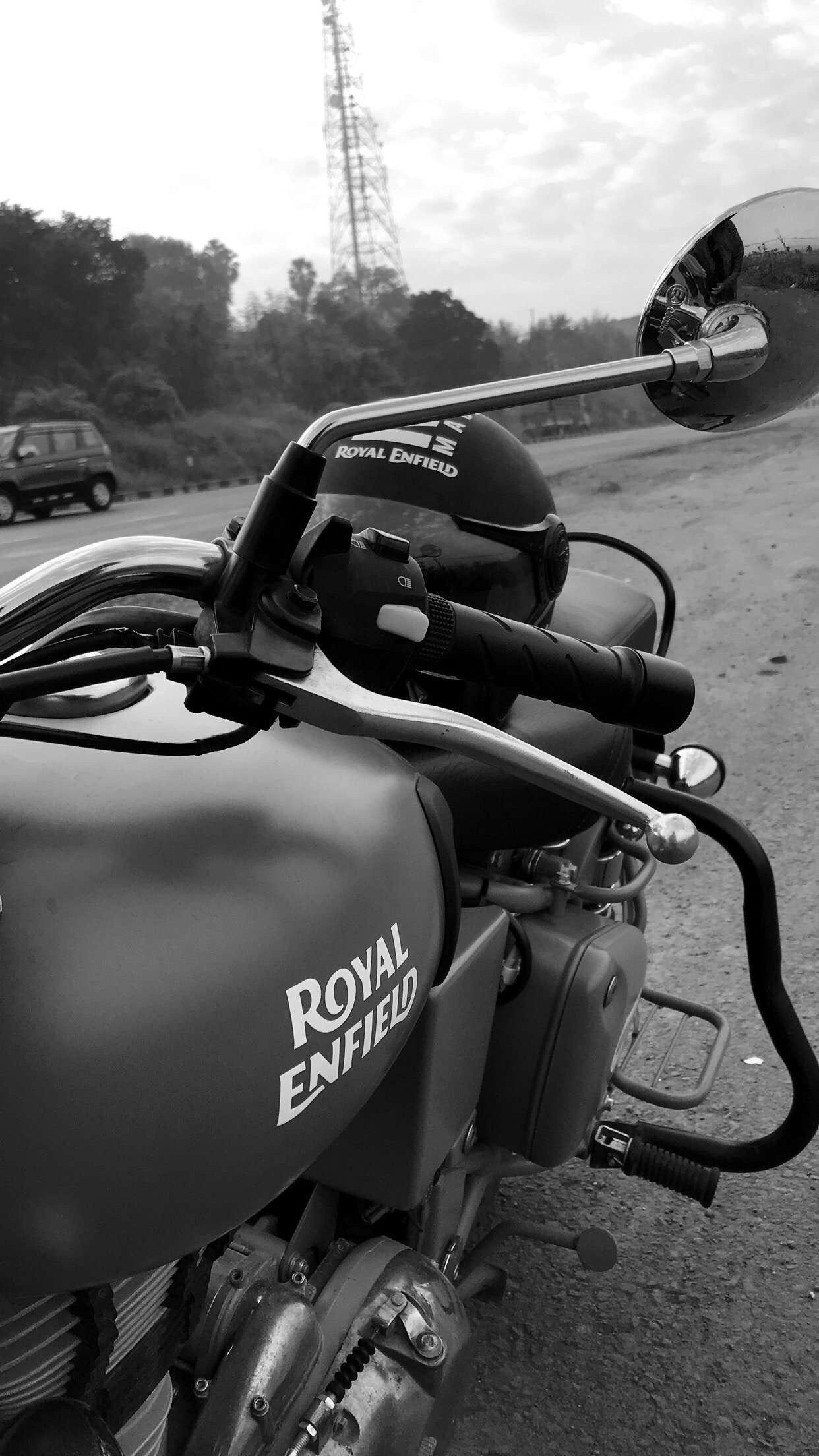 Royal Enfield Indian Motorcycle Grayscale Photo · Free