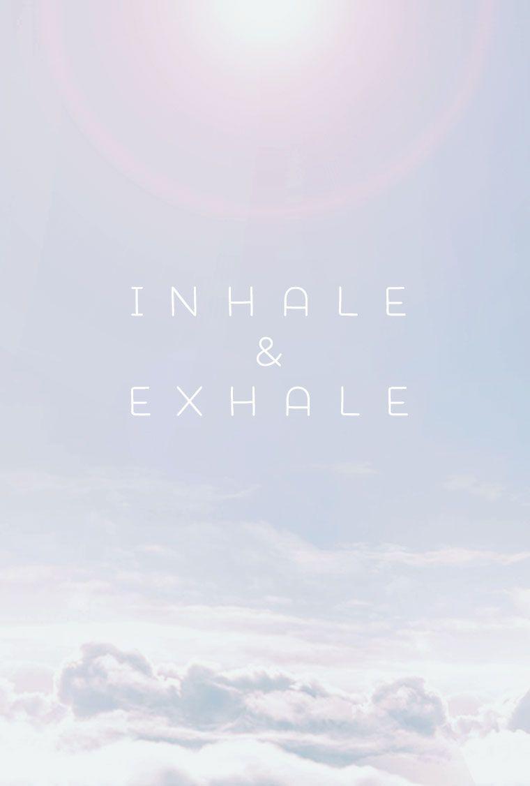 Minimal pale grey blue clouds Inhale Exhale iphone wallpaper