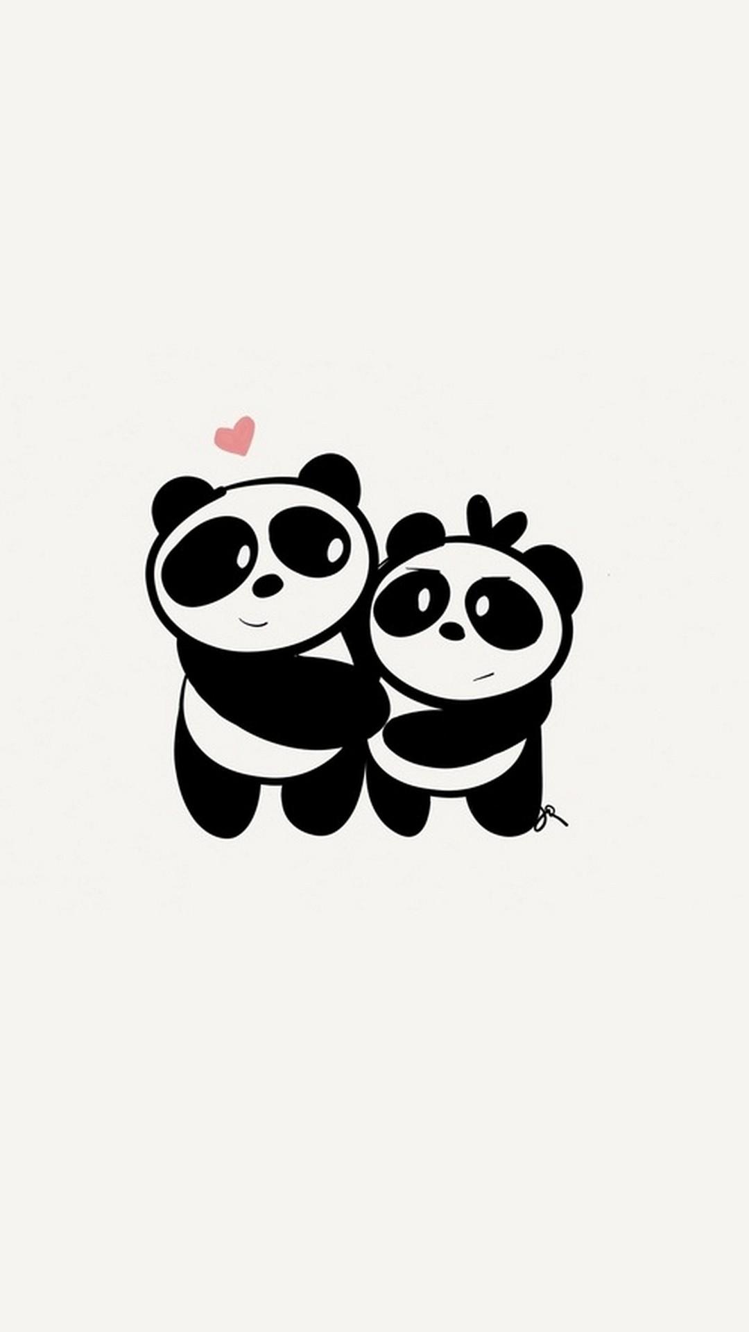 iPhone X Cute Couple Panda Wallpaper 3D iPhone Wallpaper