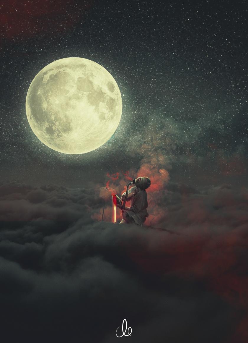 Download 840x1160 wallpaper demon, dream, clouds, moon, fantasy
