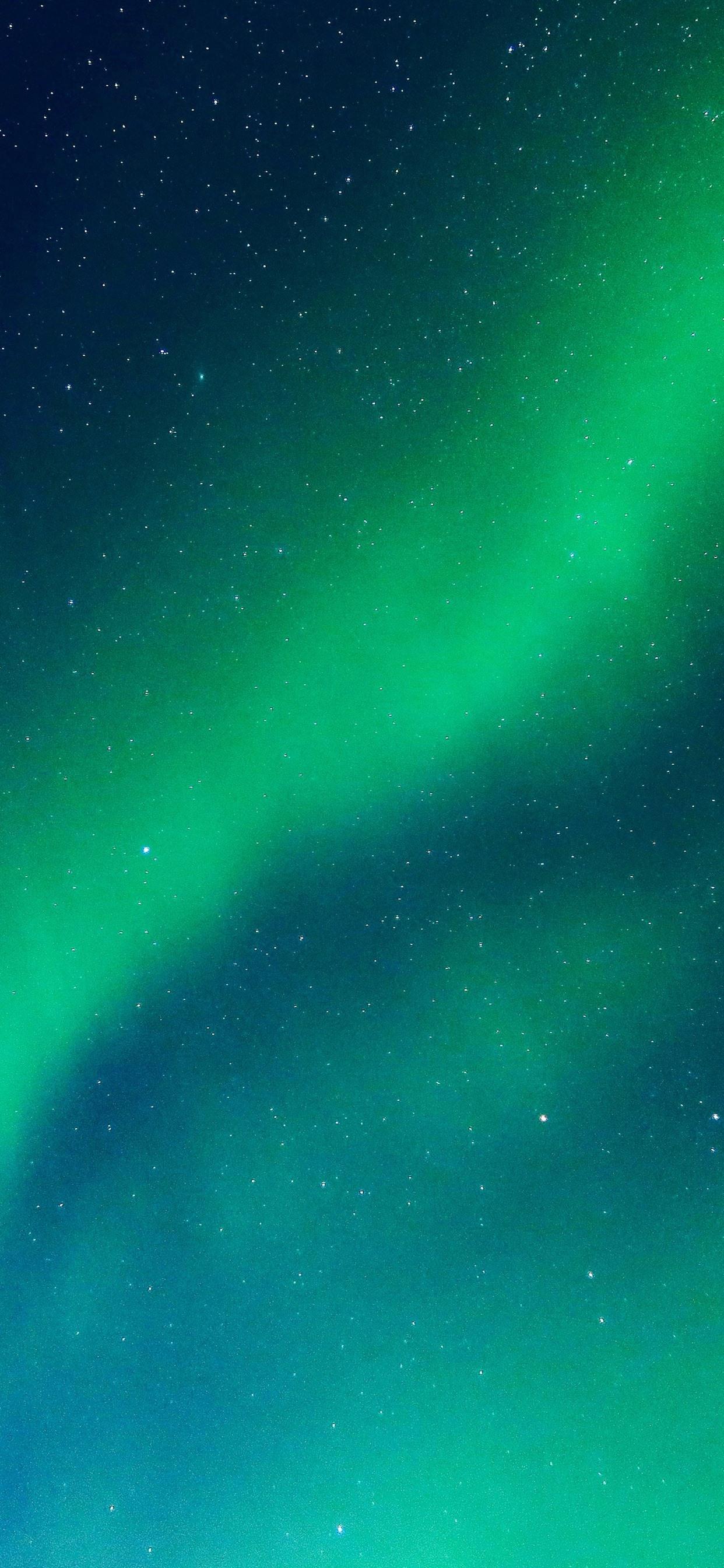 Beautiful green northern lights, starry, night 1242x2688 iPhone XS