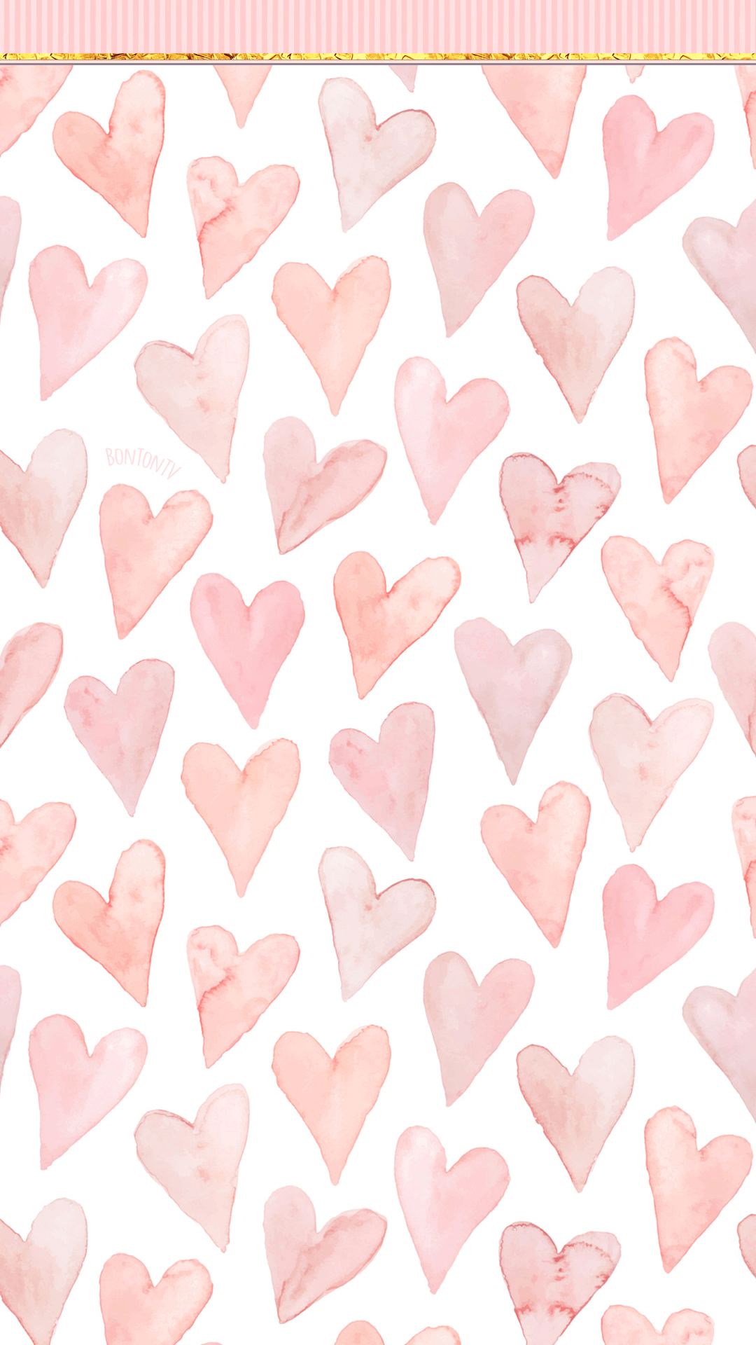 Phone Wallpapers HD Cute Pink Hearts with golden details
