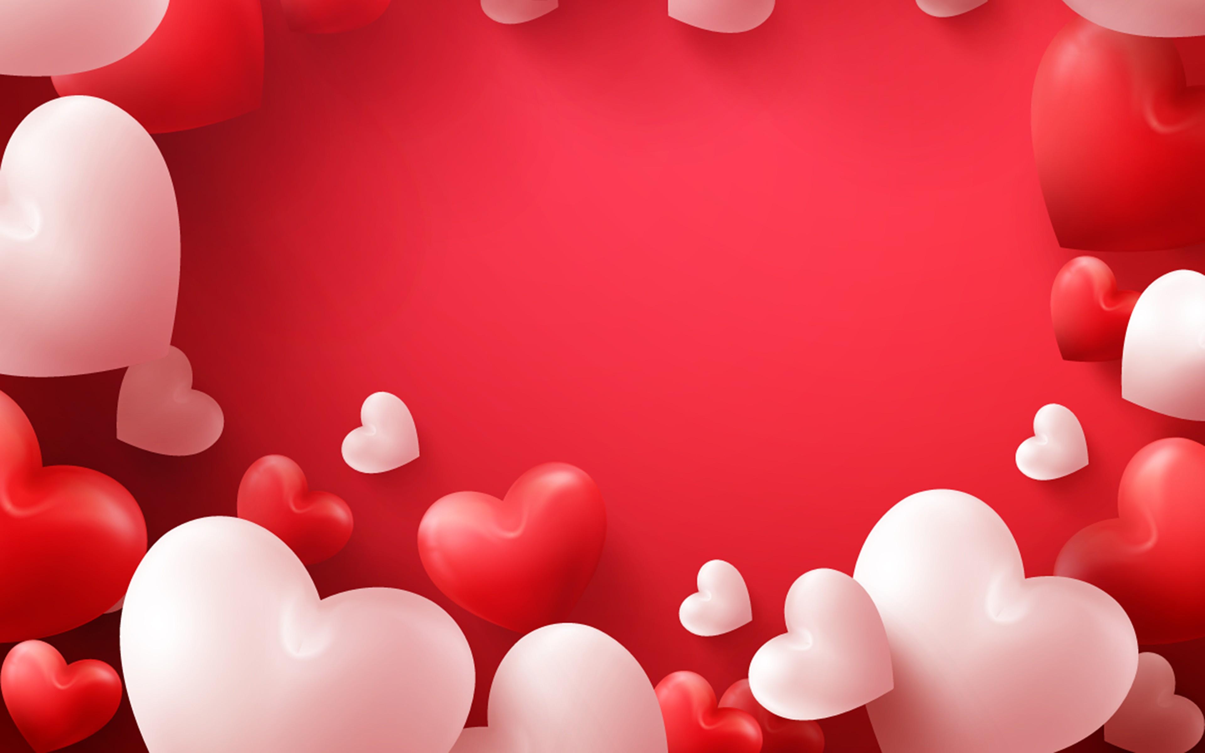 Wallpaper Valentine's Day Heart Many Red Background