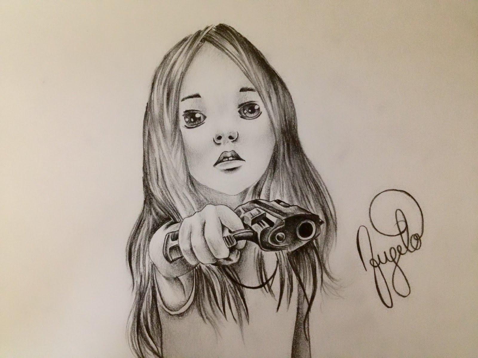 drawing girl sad