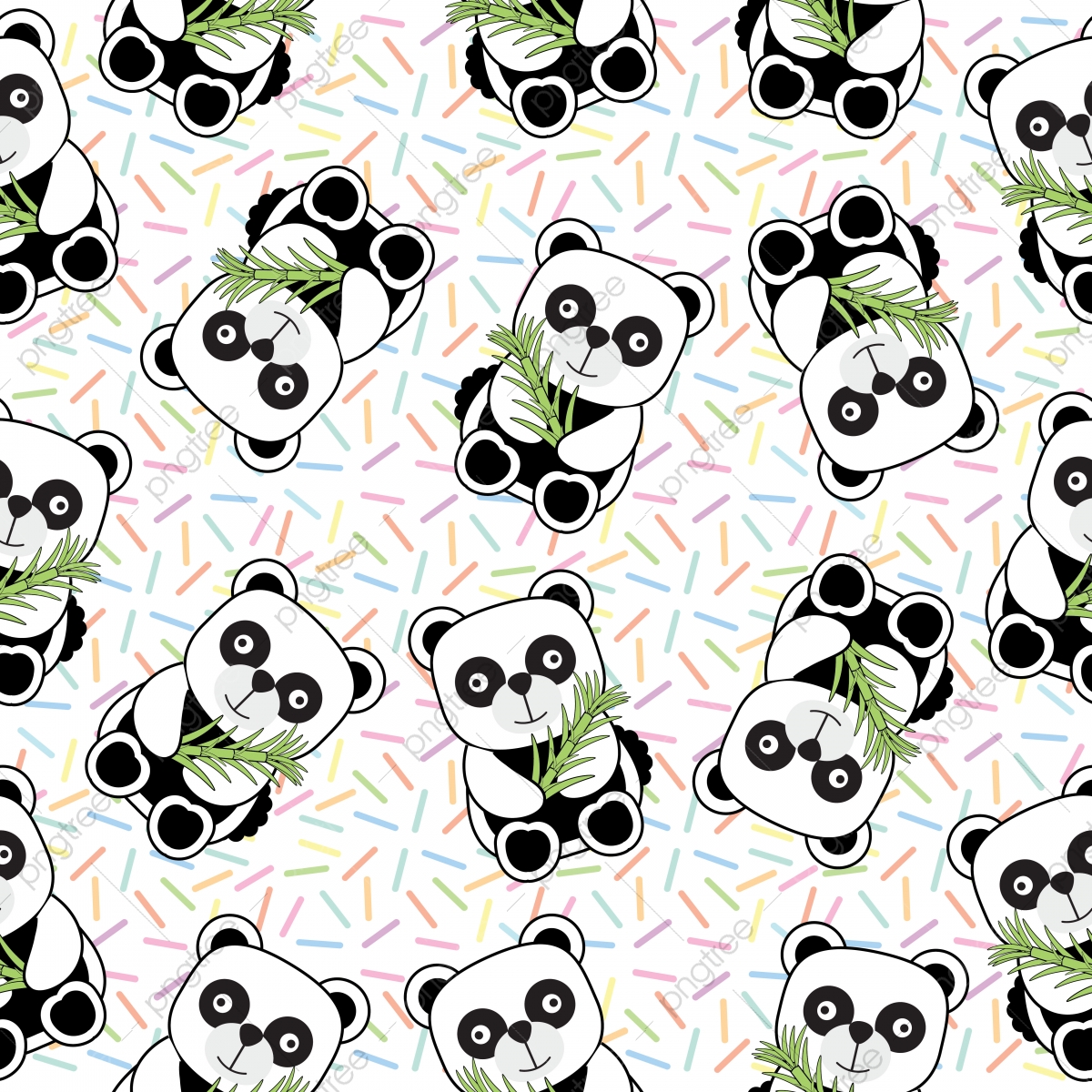 Seamless Background Of Cute Panda On Sprinkles Background Cartoon