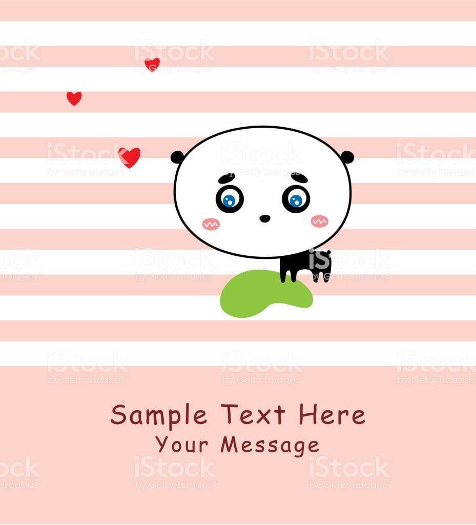 Cute Panda Bear Valentine Greeting Card Vector Stock Vector Art