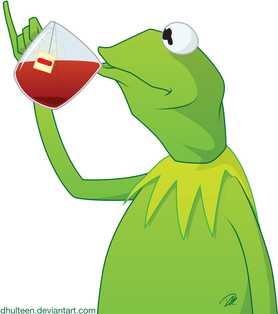 Kermit drinking tea png, Picture kermit drinking tea png