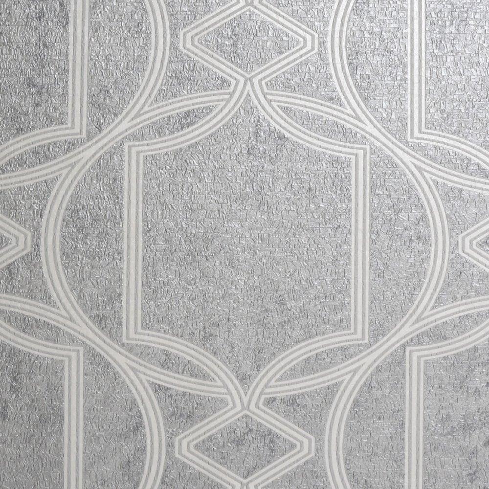 Deco Geometric Wallpaper, Light Grey, Download Wallpaper