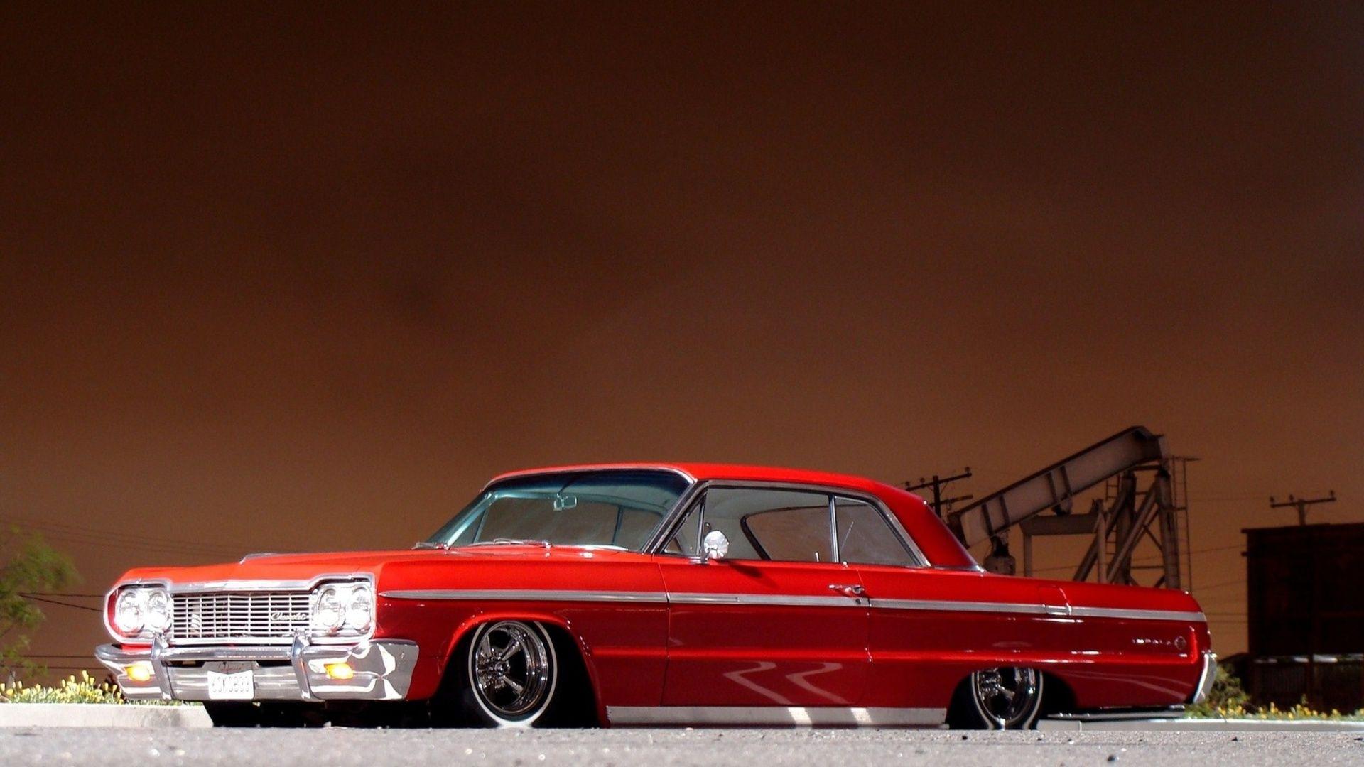 Chevrolet Impala Tuning Low Red Classic Muscle Cars Wallpaper