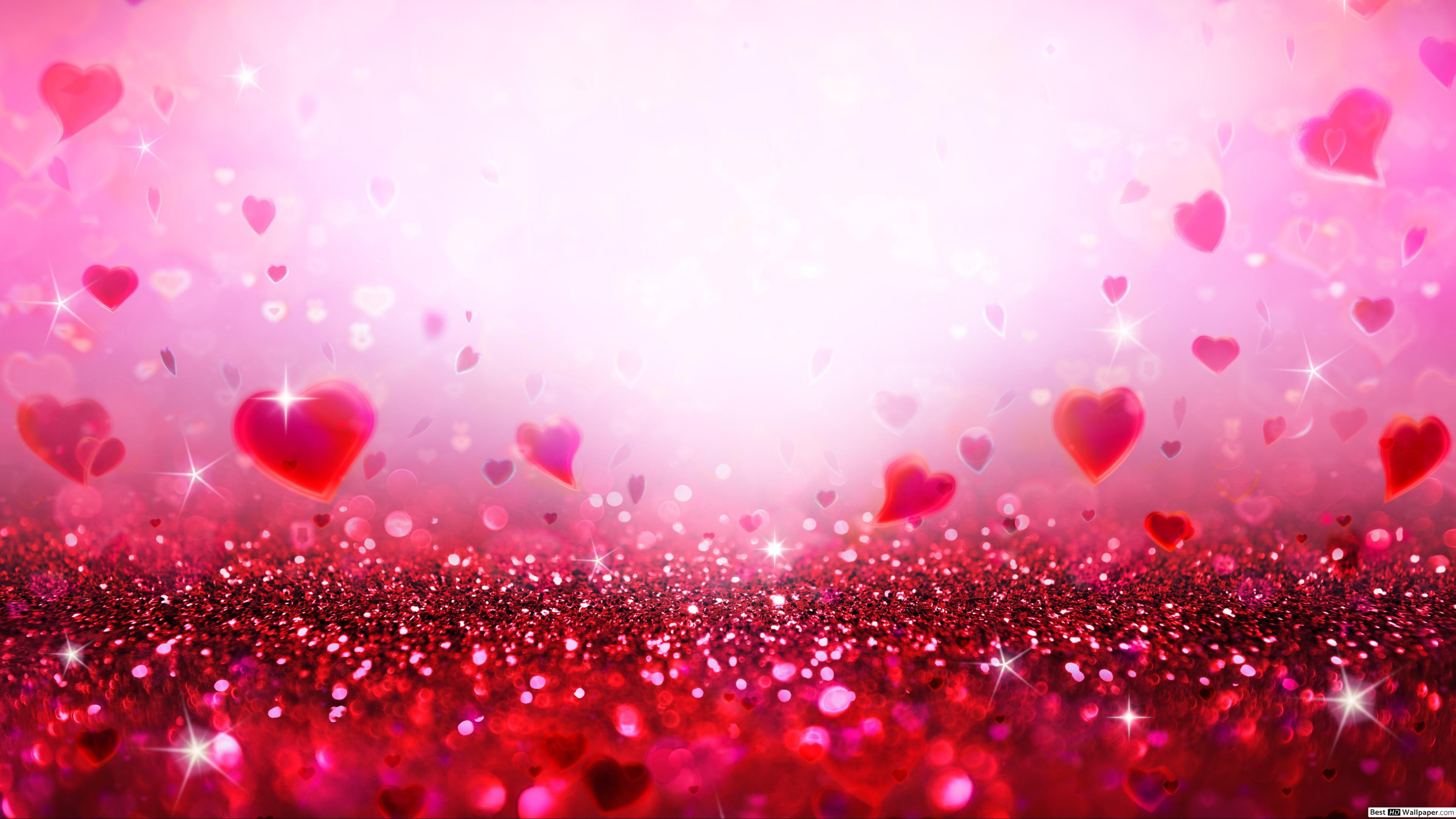 Valentine's day sparkly hearts HD wallpaper download