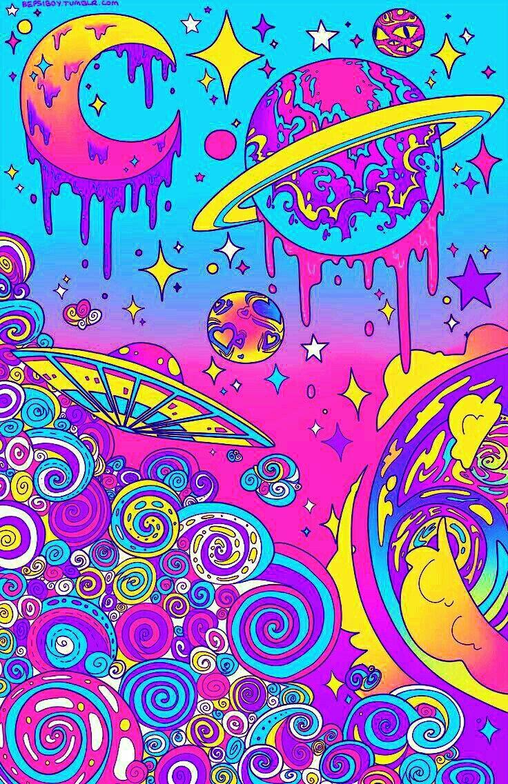 Don't know the original artist. Hippie art, Psychedelic drawings